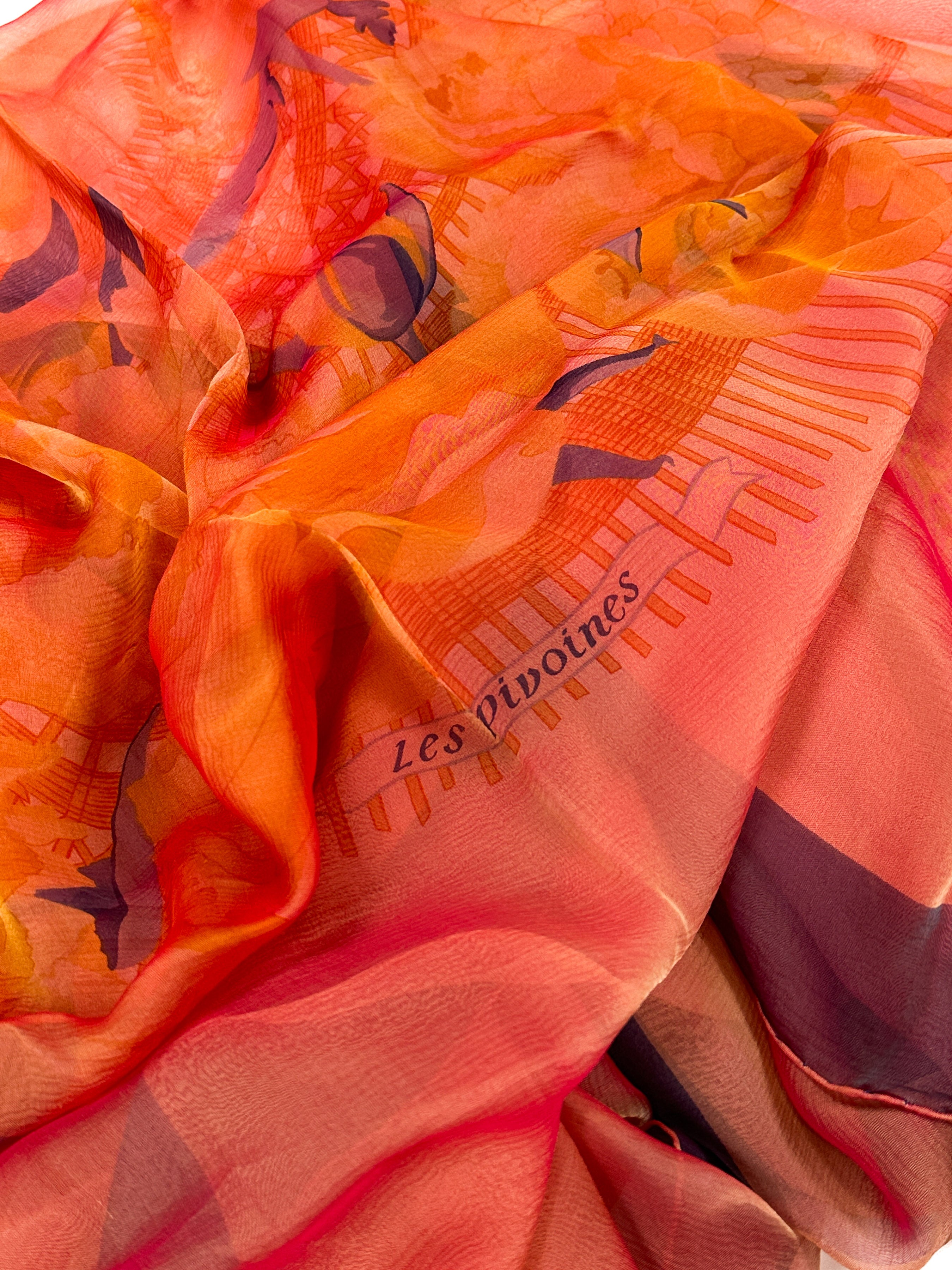 Hermès Les Pivoines Changeant Mousseline 140