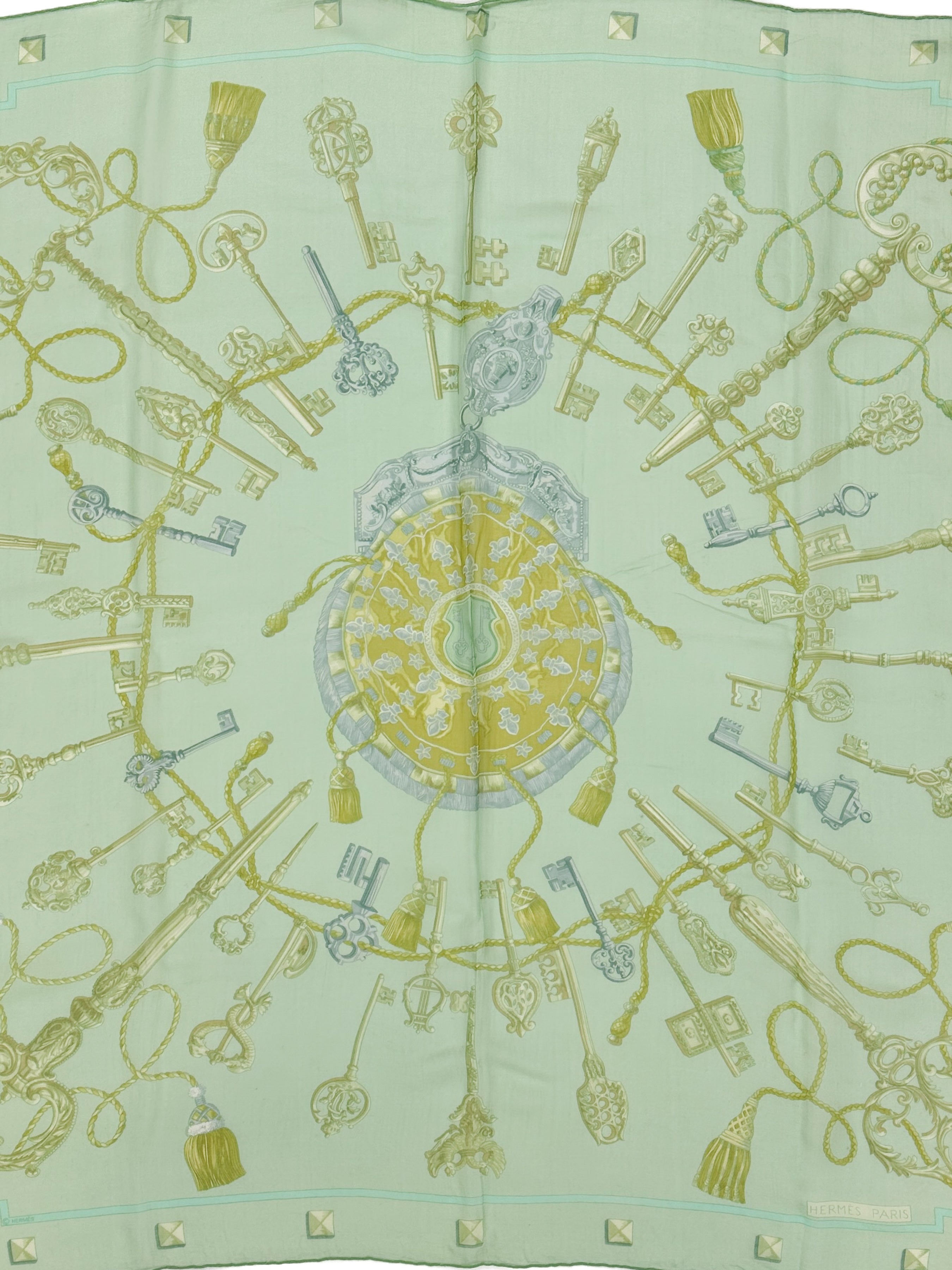 Hermès Les Cles Mousseline 90