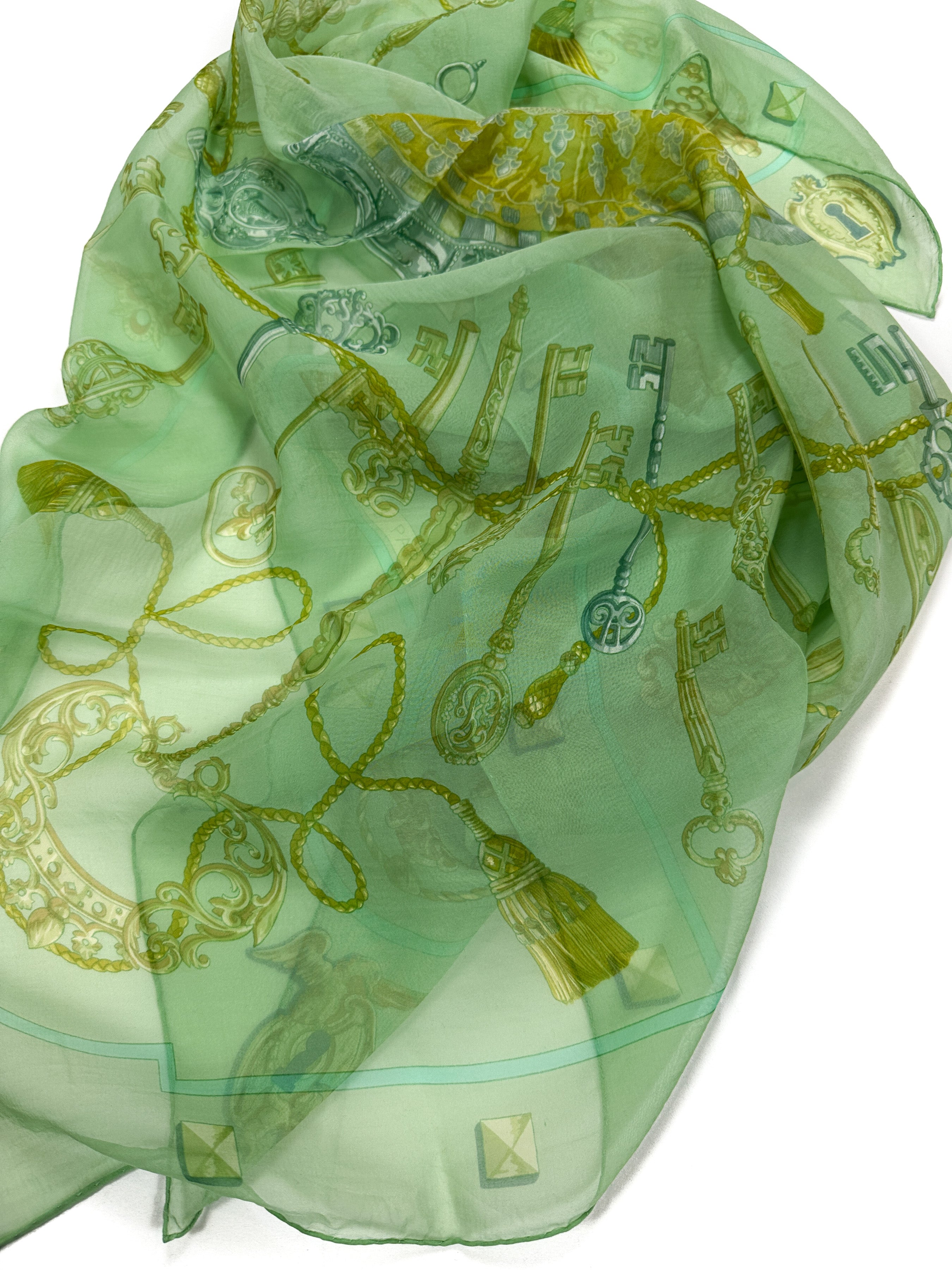 Hermès Les Cles Mousseline 90