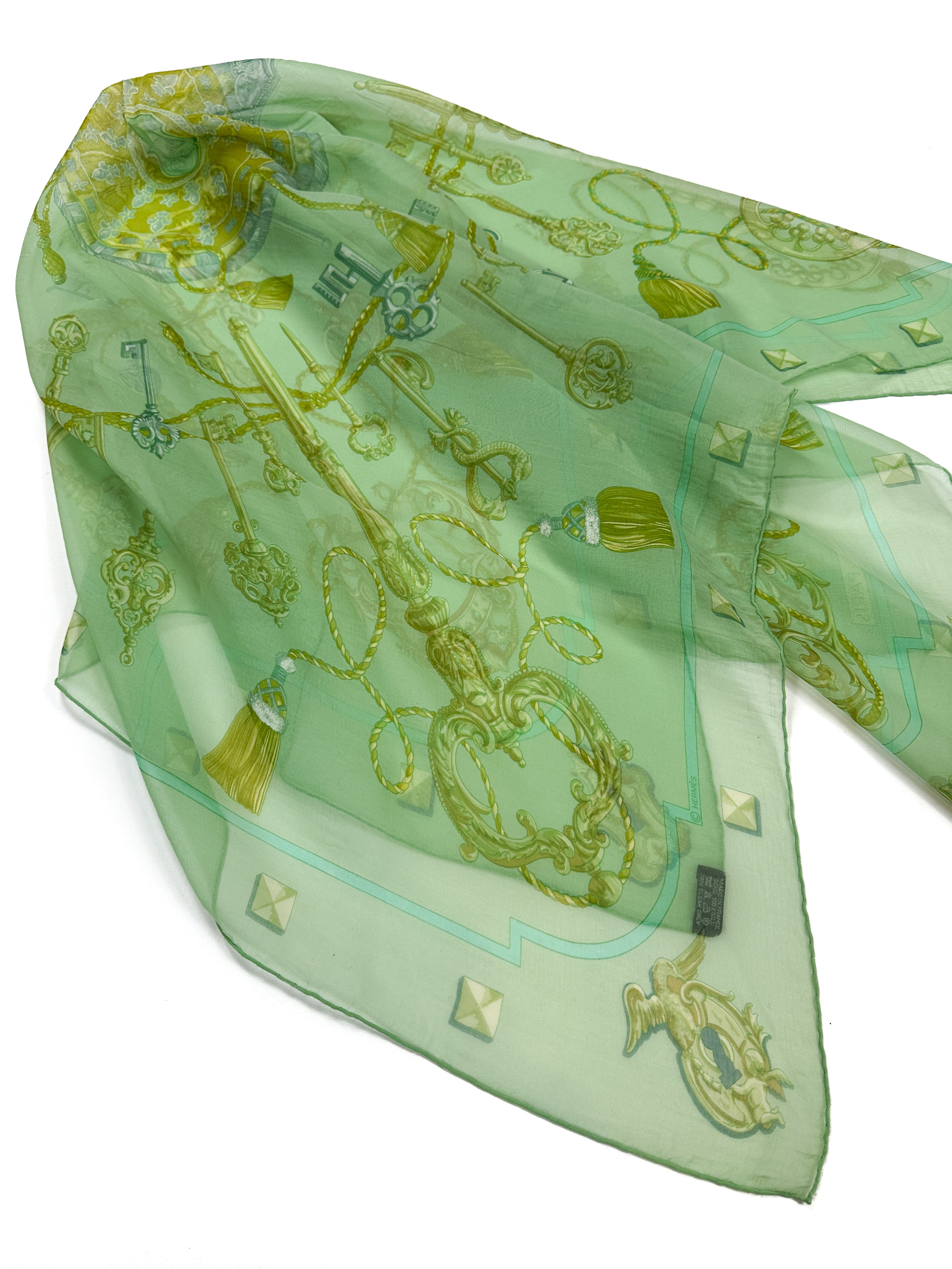 Hermès Les Cles Mousseline 90