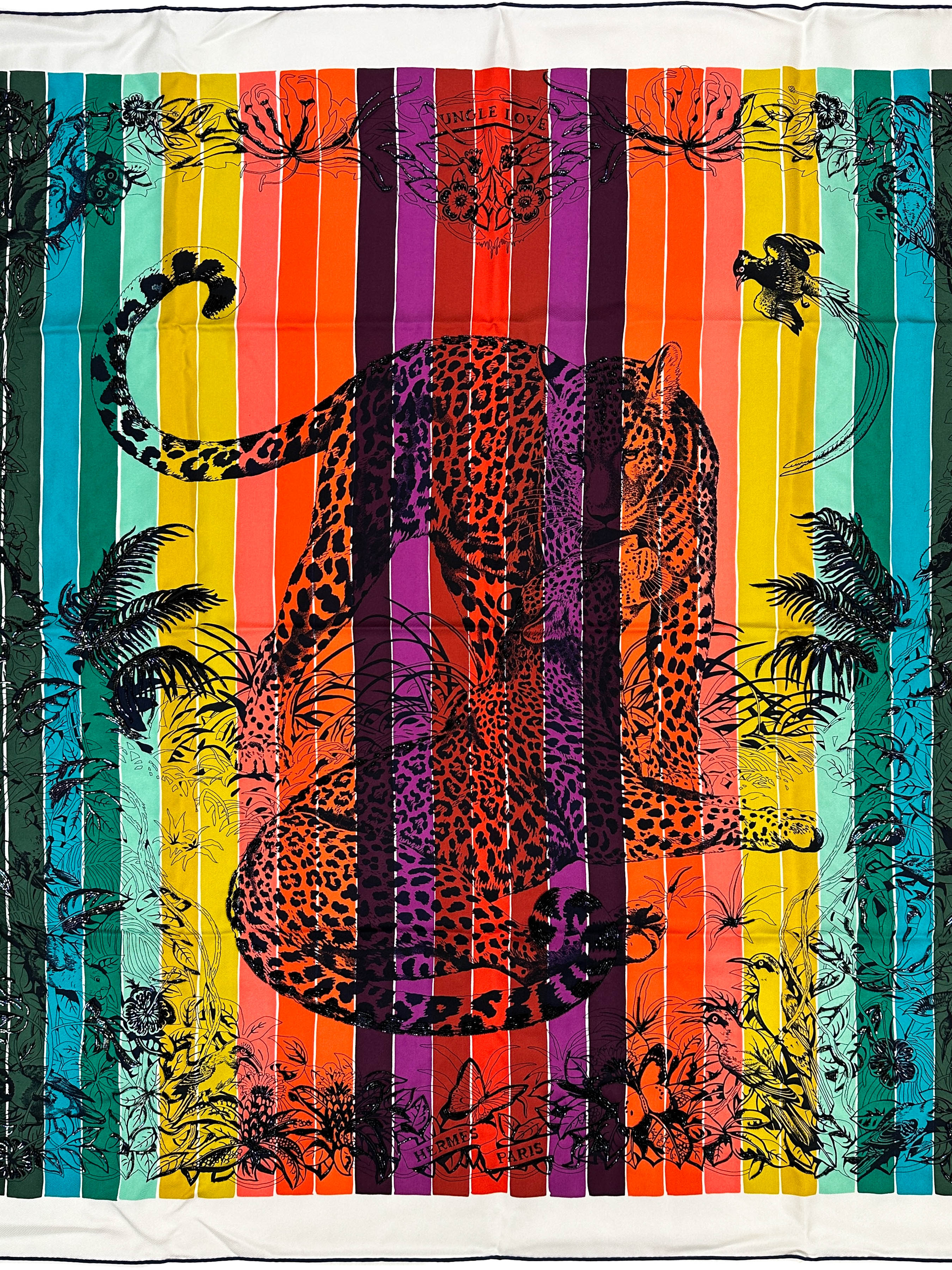 Hermès Jungle Love Rainbow Exceptional Beaded 90