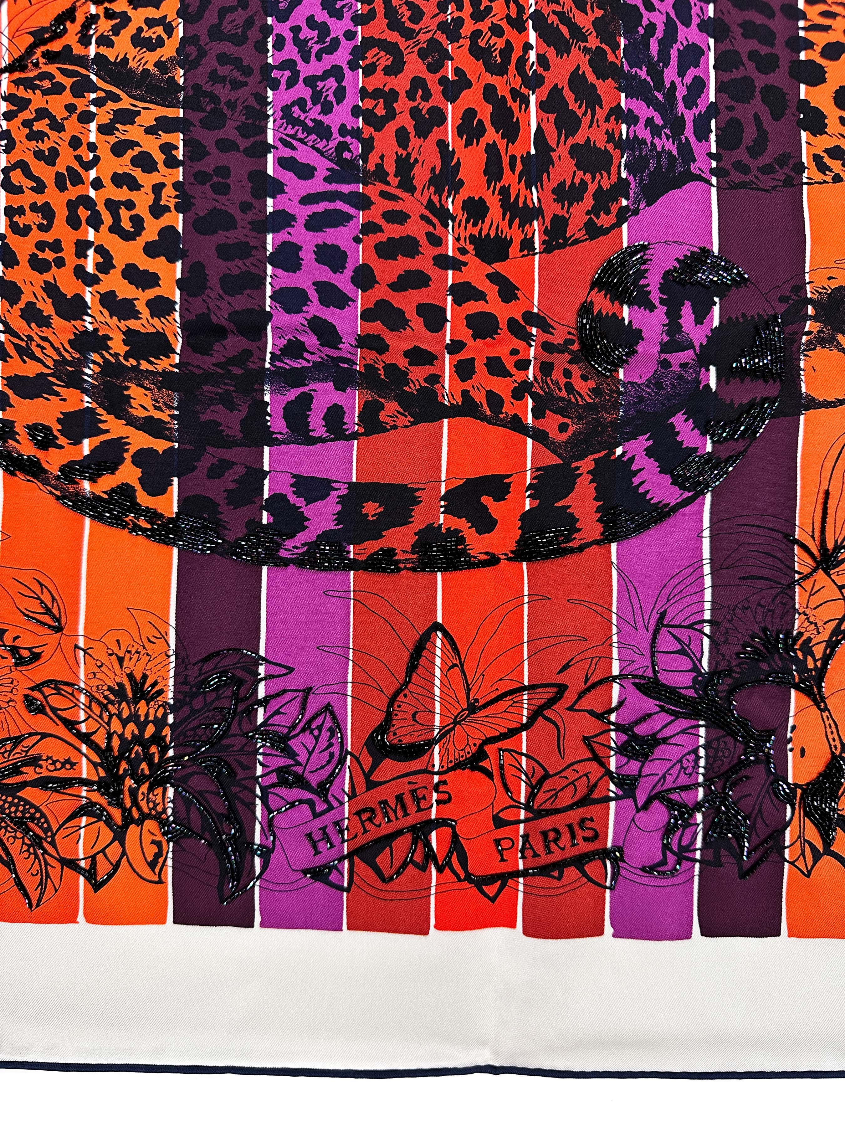 Hermès Jungle Love Rainbow Exceptional Beaded 90