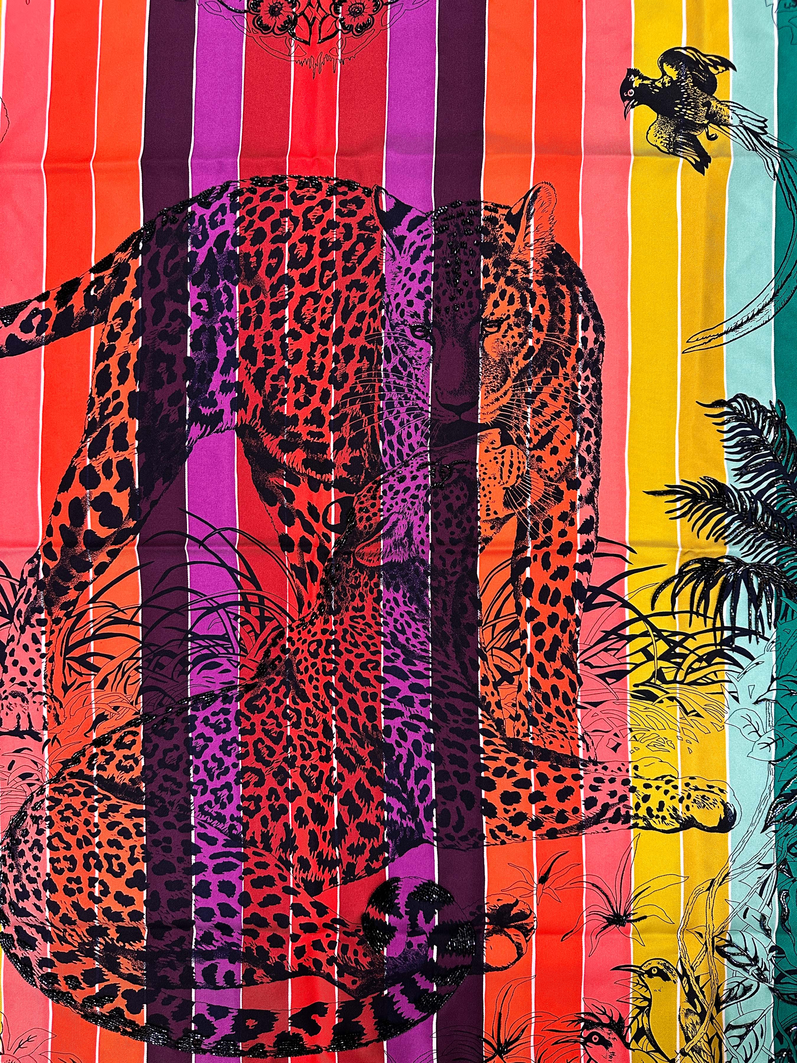 Hermès Jungle Love Rainbow Exceptional Beaded 90