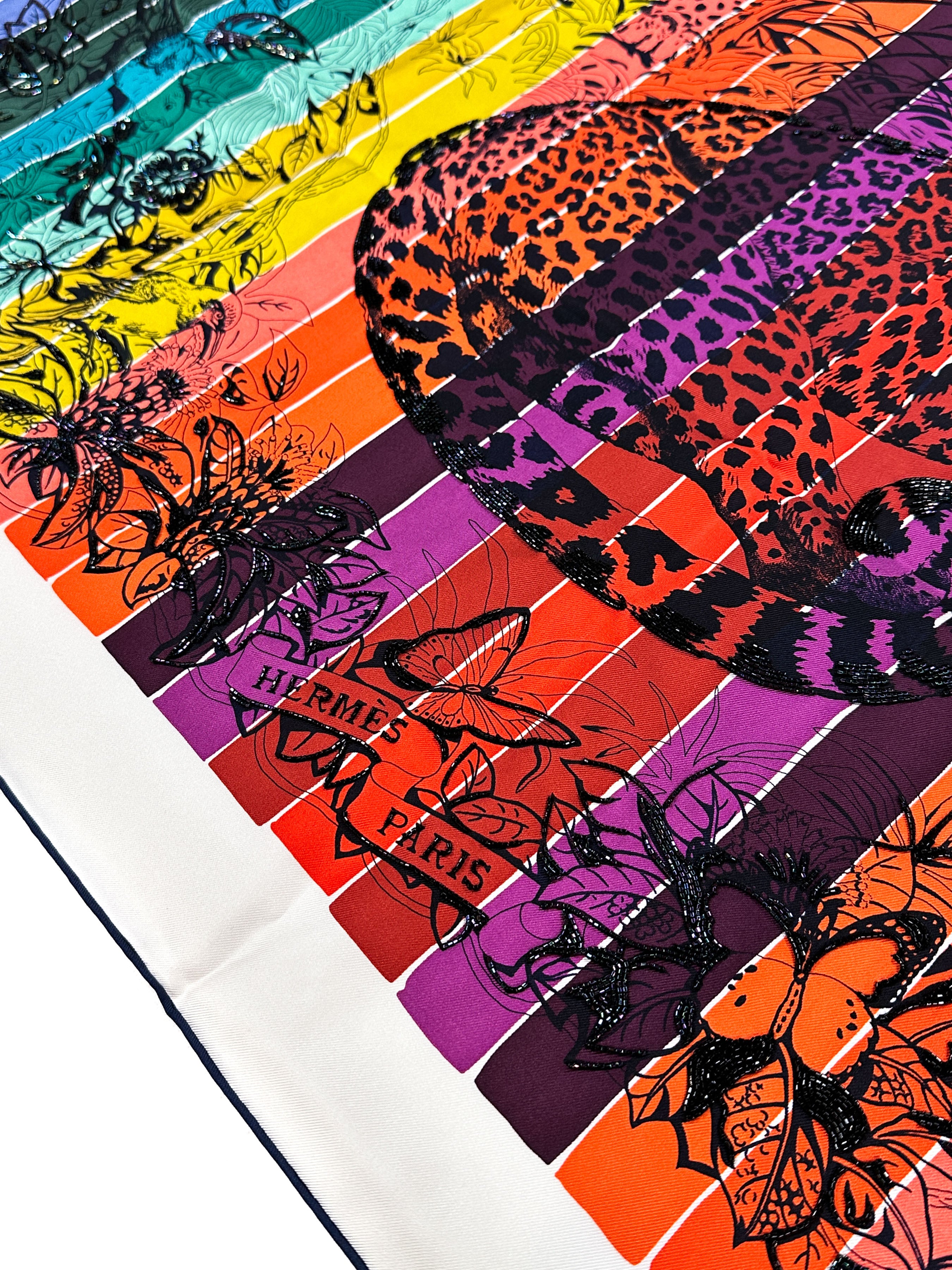 Hermès Jungle Love Rainbow Exceptional Beaded 90