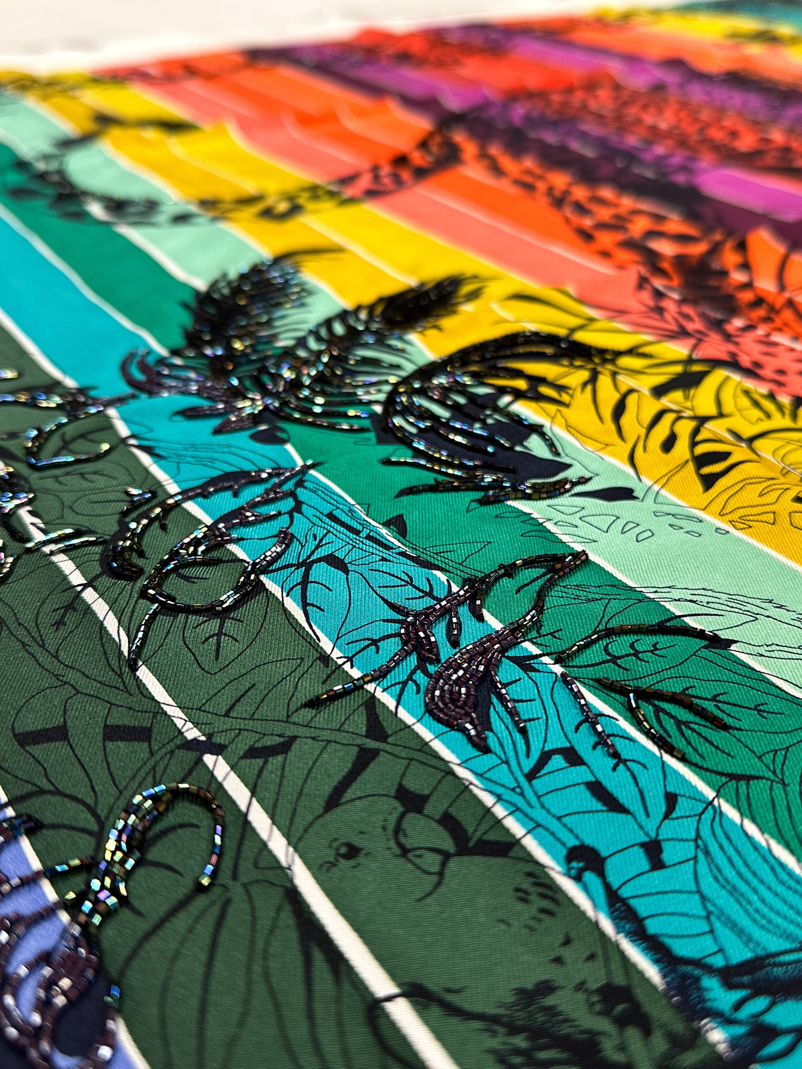 Hermès Jungle Love Rainbow Exceptional Beaded 90