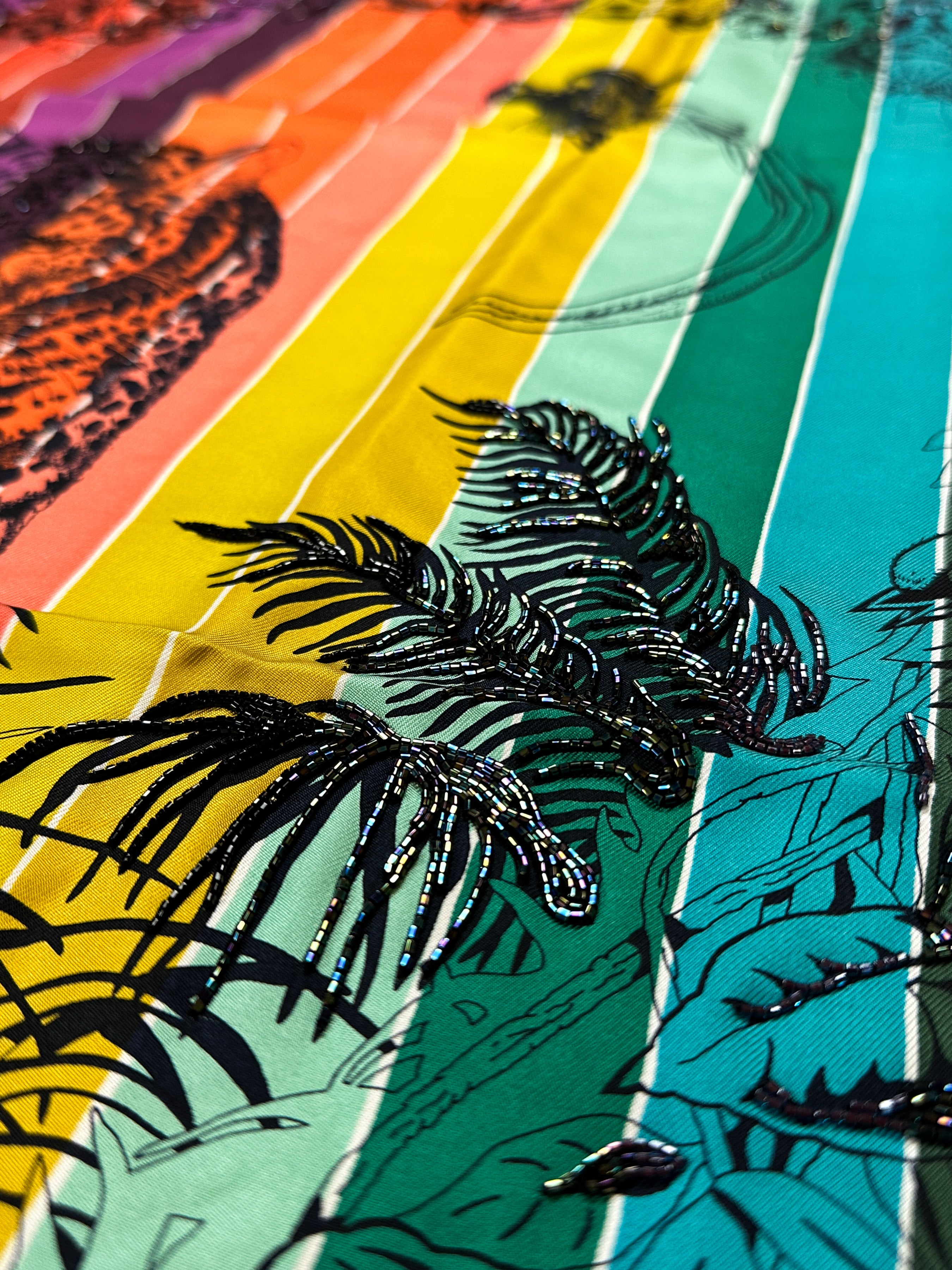 Hermès Jungle Love Rainbow Exceptional Beaded 90