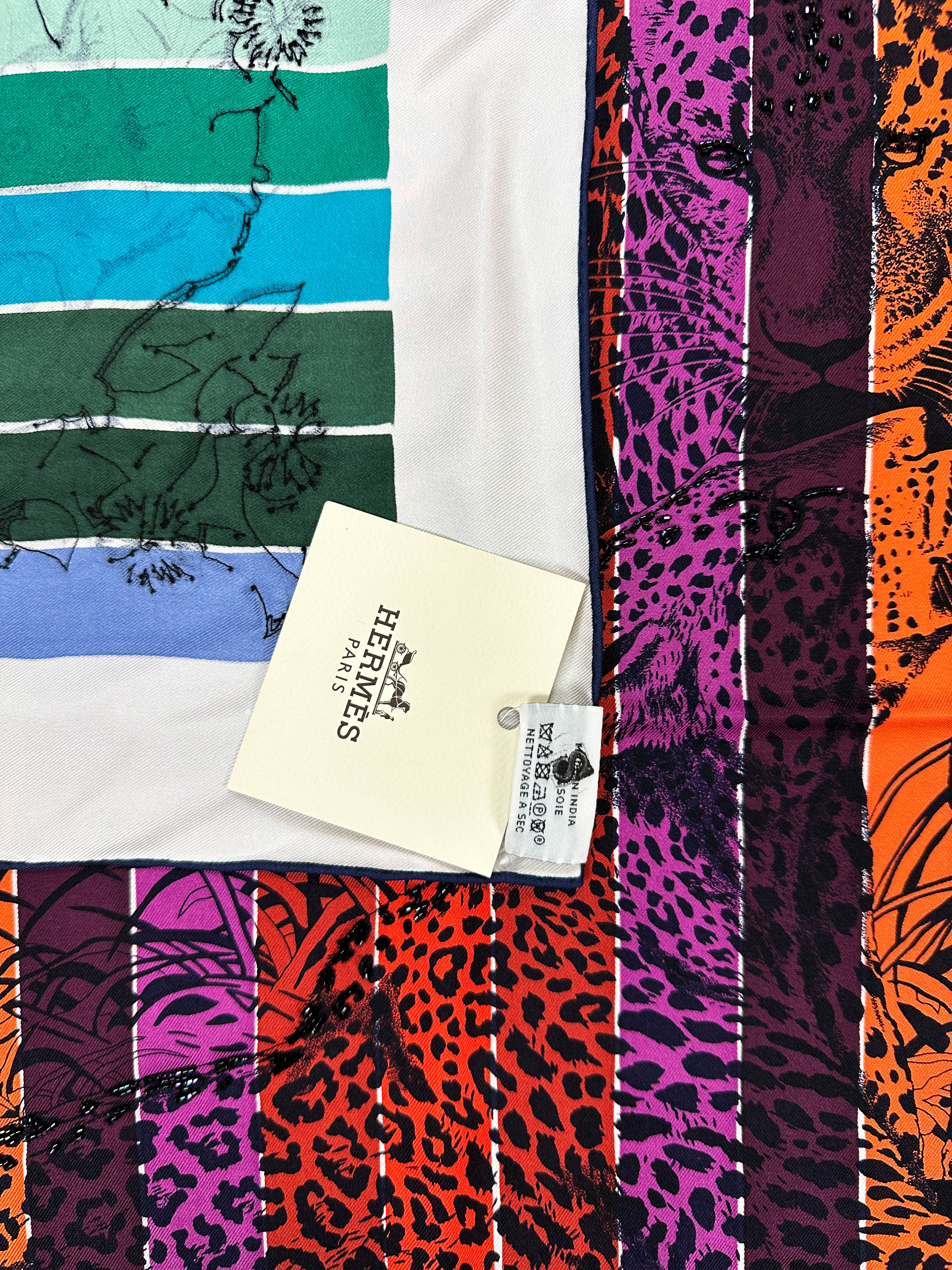 Hermès Jungle Love Rainbow Exceptional Beaded 90