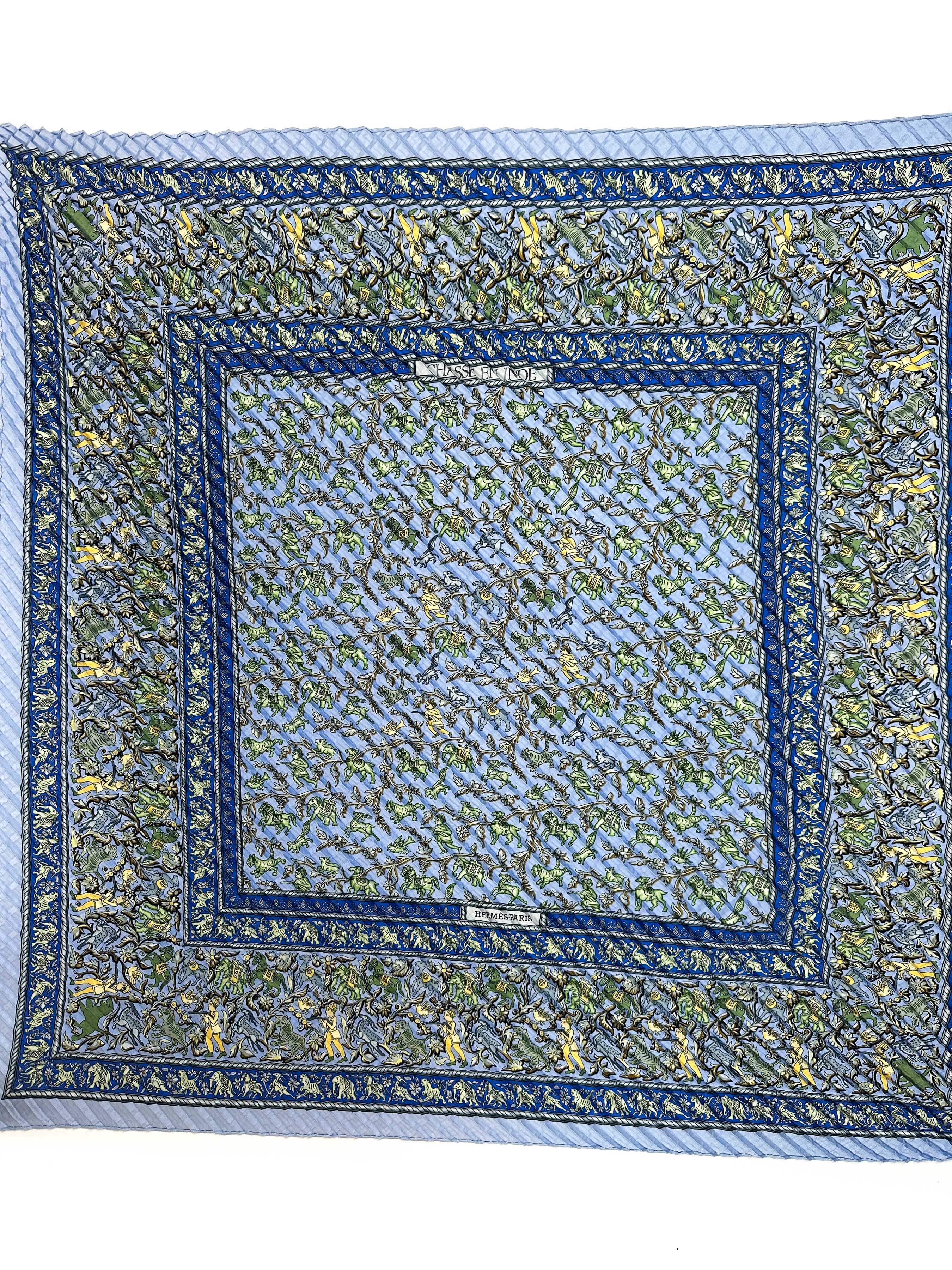 Hermès Chasse en Inde Mosaic Plissé 90