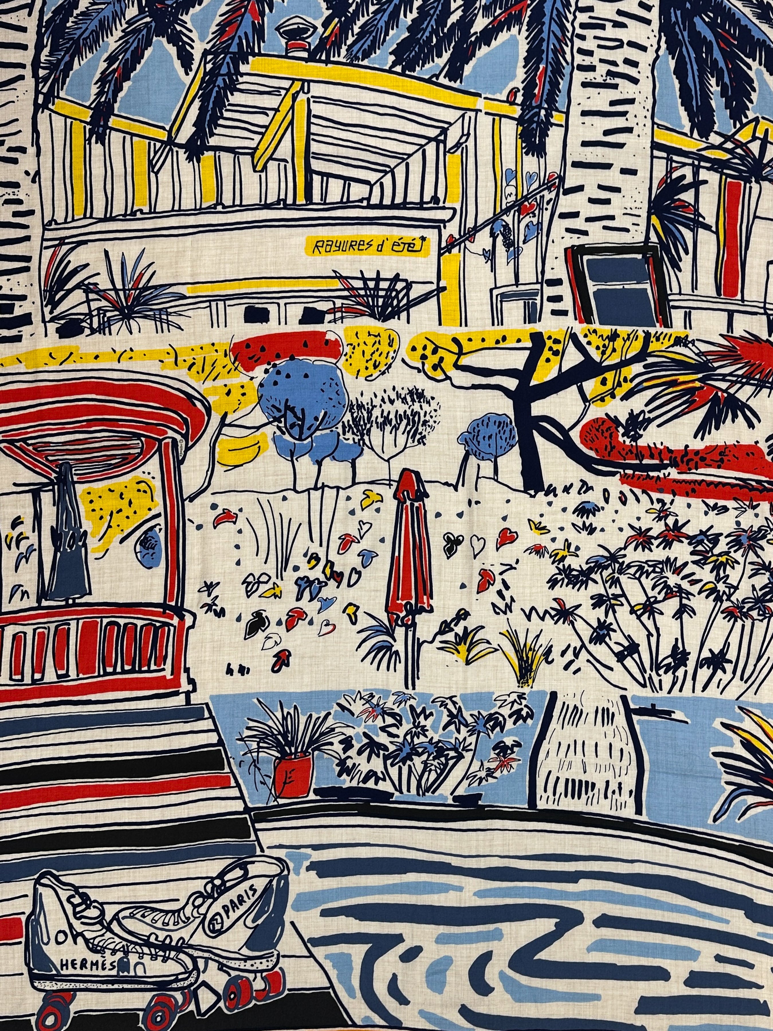 Hermès Rayures d'Ete Cashmere Silk 140
