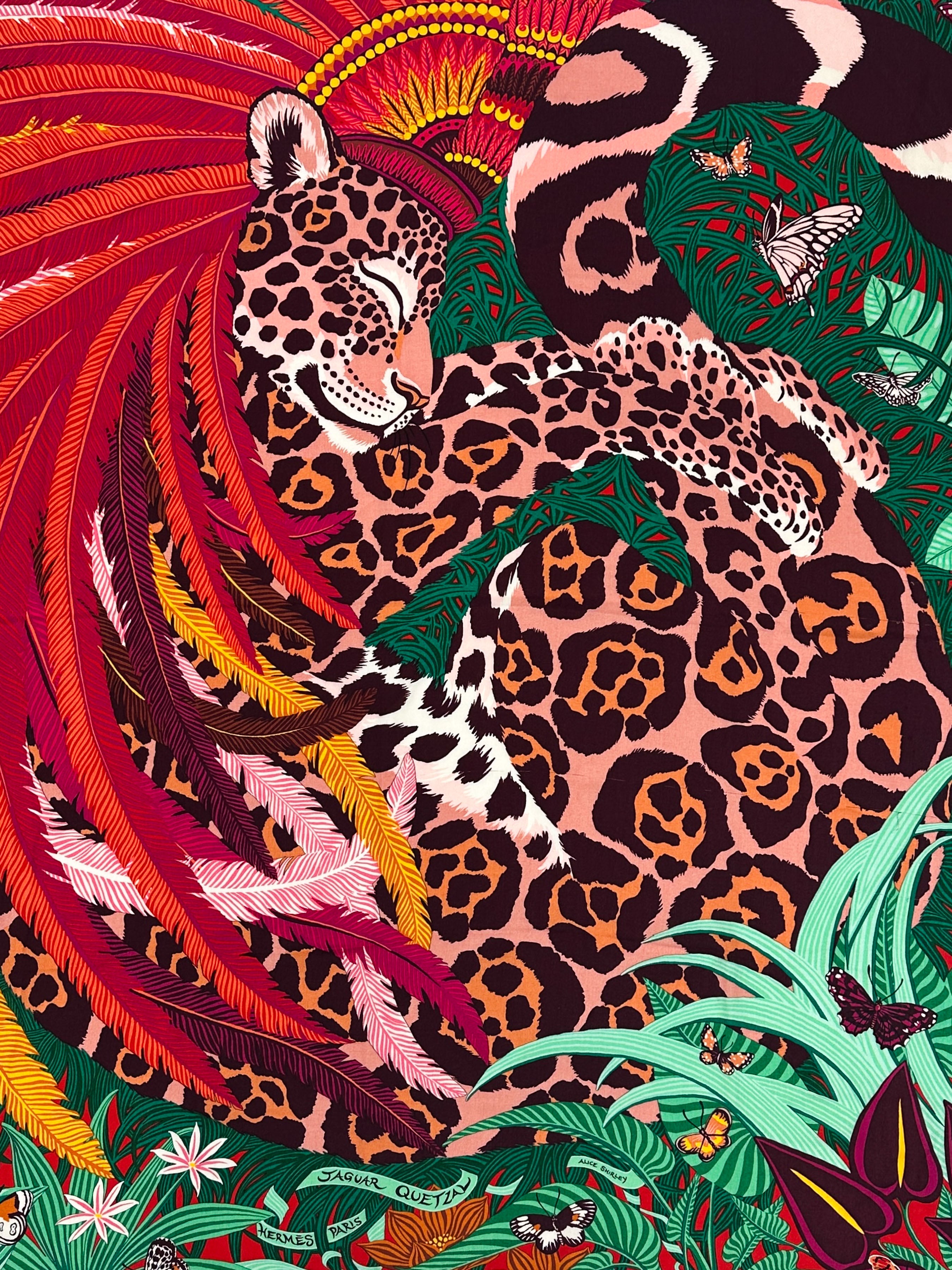 Hermès Jaguar Quetzal Cashmere Silk 140