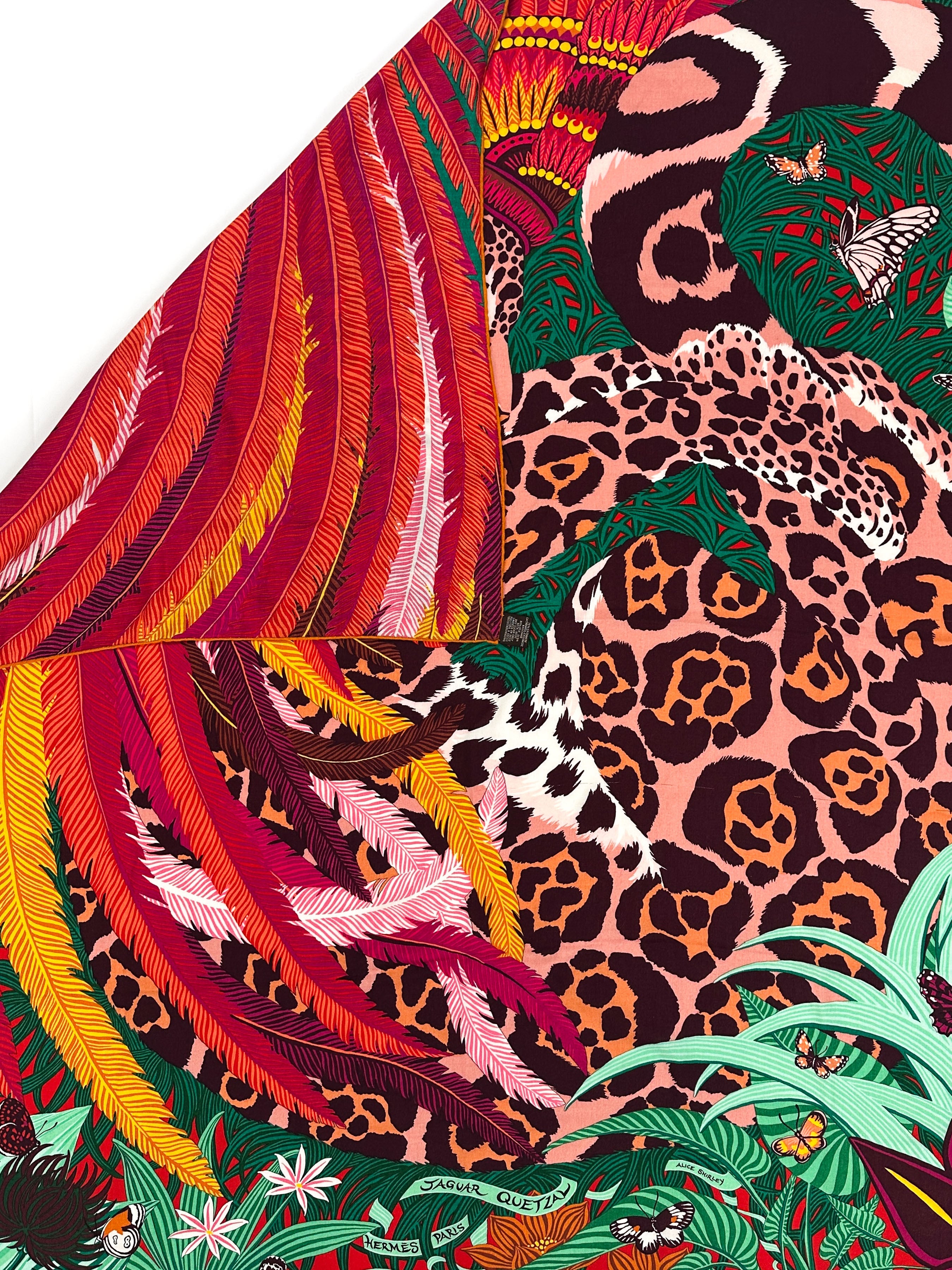 Hermès Jaguar Quetzal Cashmere Silk 140