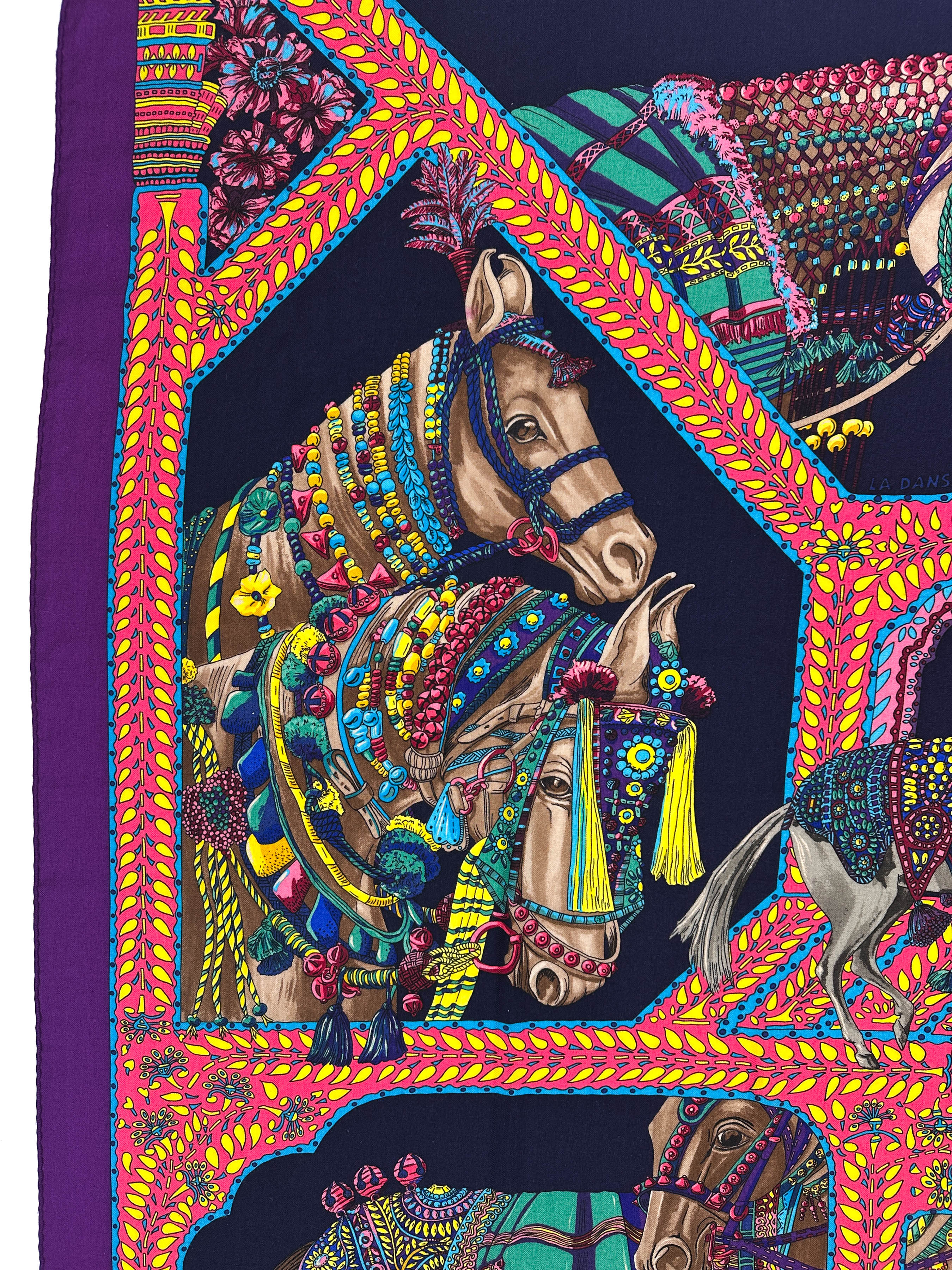 Hermès La Danse du Cheval Marwari Cashmere Silk 140