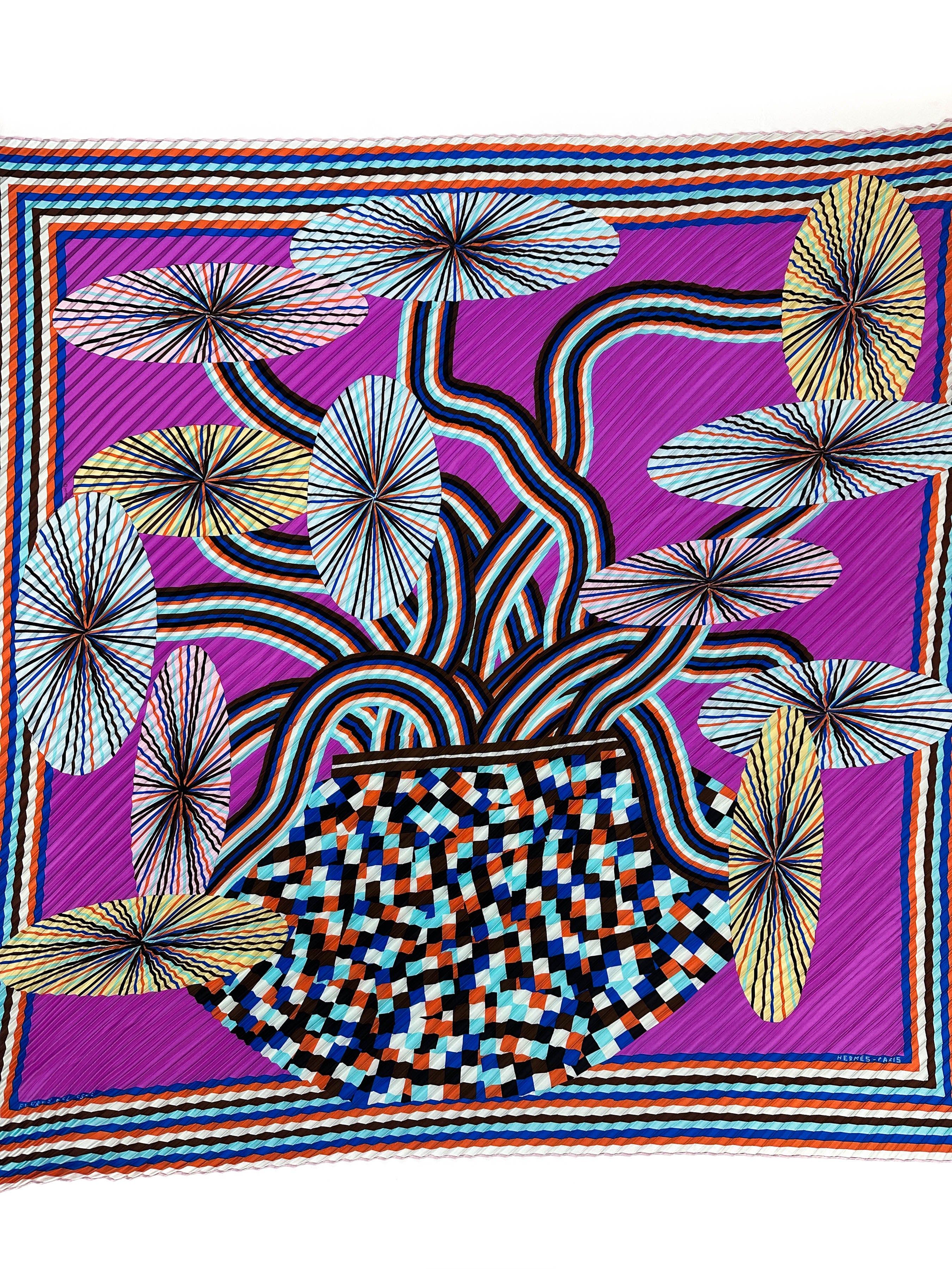 Hermès Flores Del Este Silk Plissé 140
