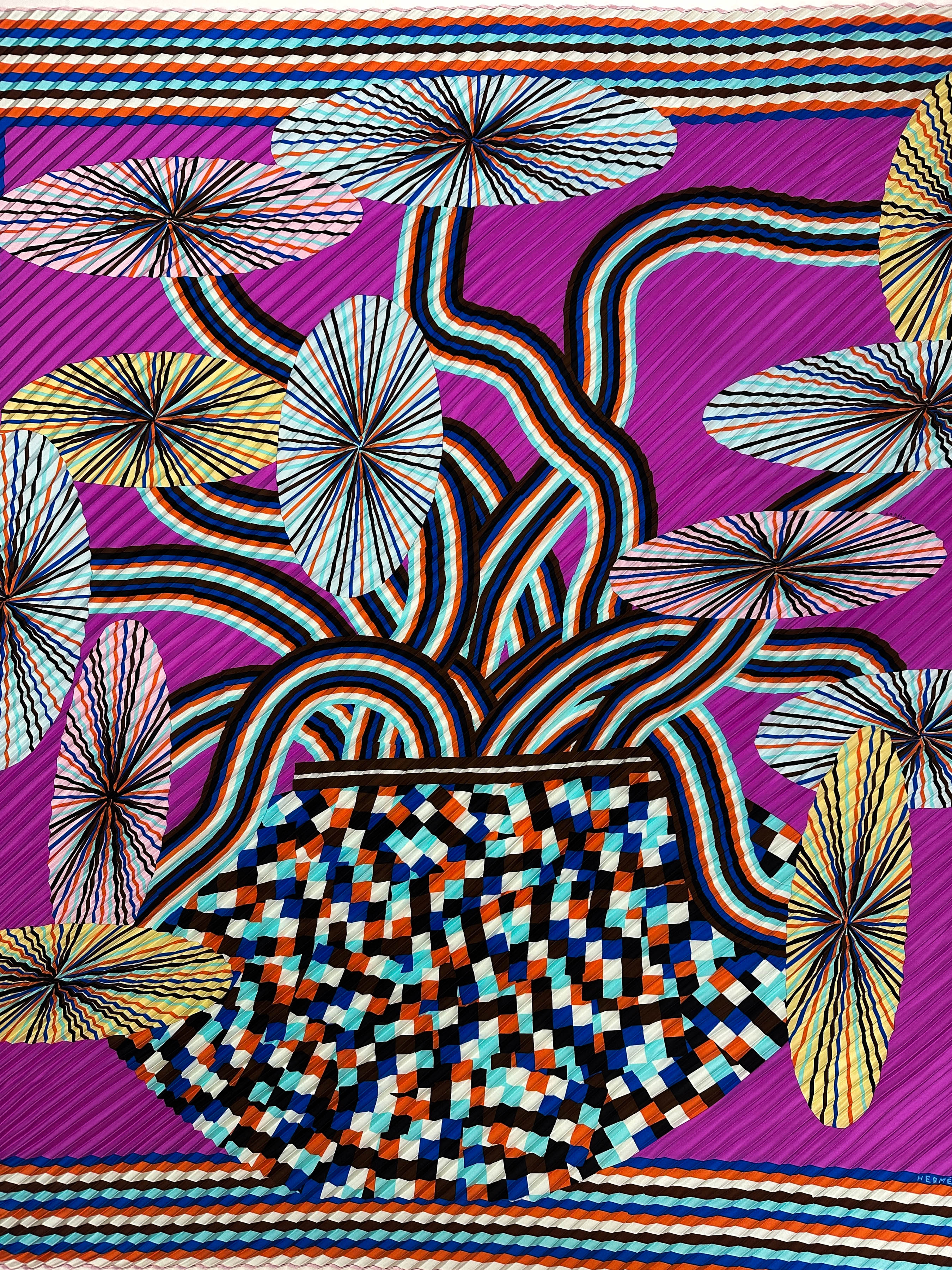 Hermès Flores Del Este Silk Plissé 140
