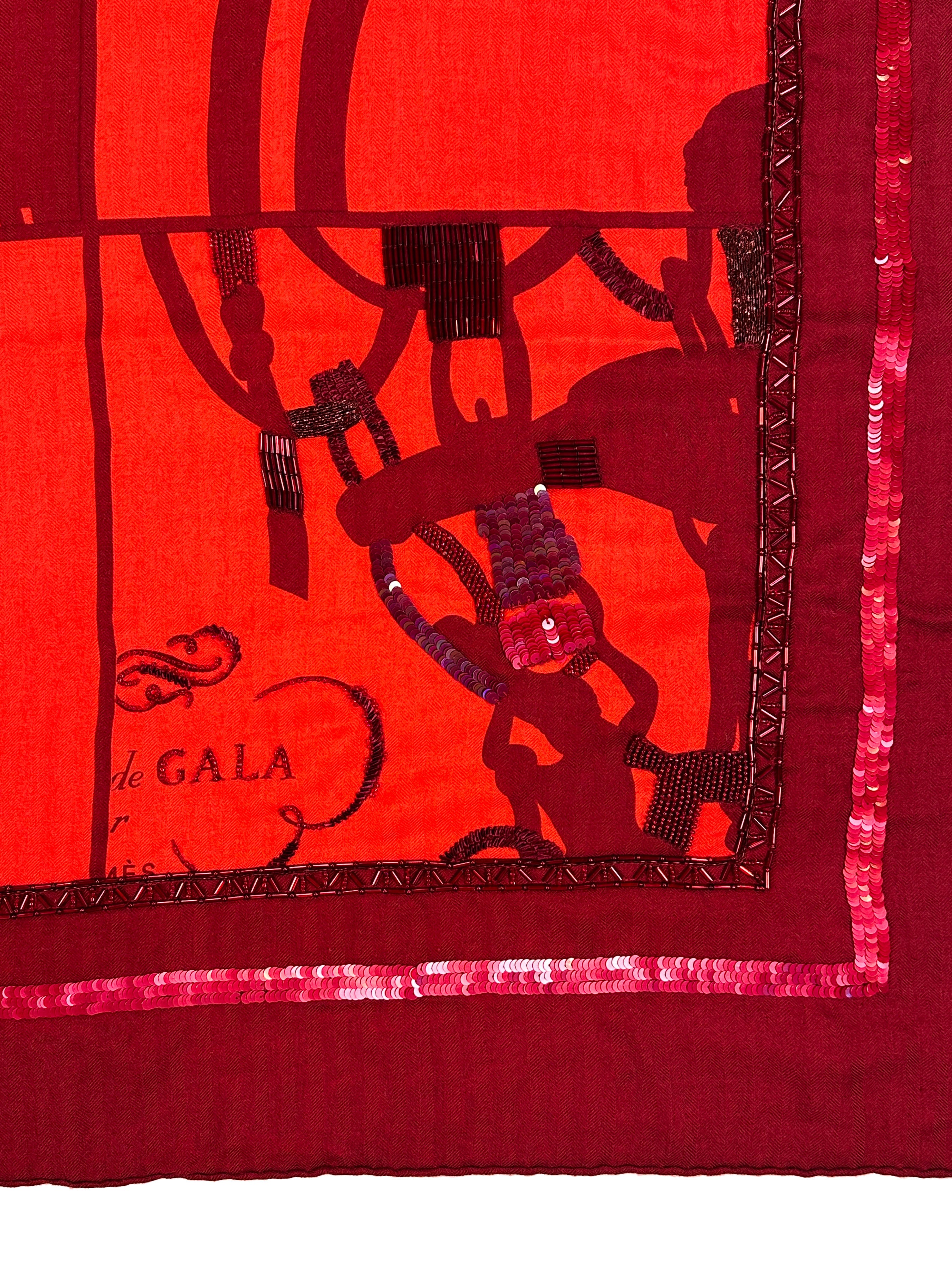 Hermès Brides de Gala en Desordre Exceptional Beaded Cashmere Silk 140
