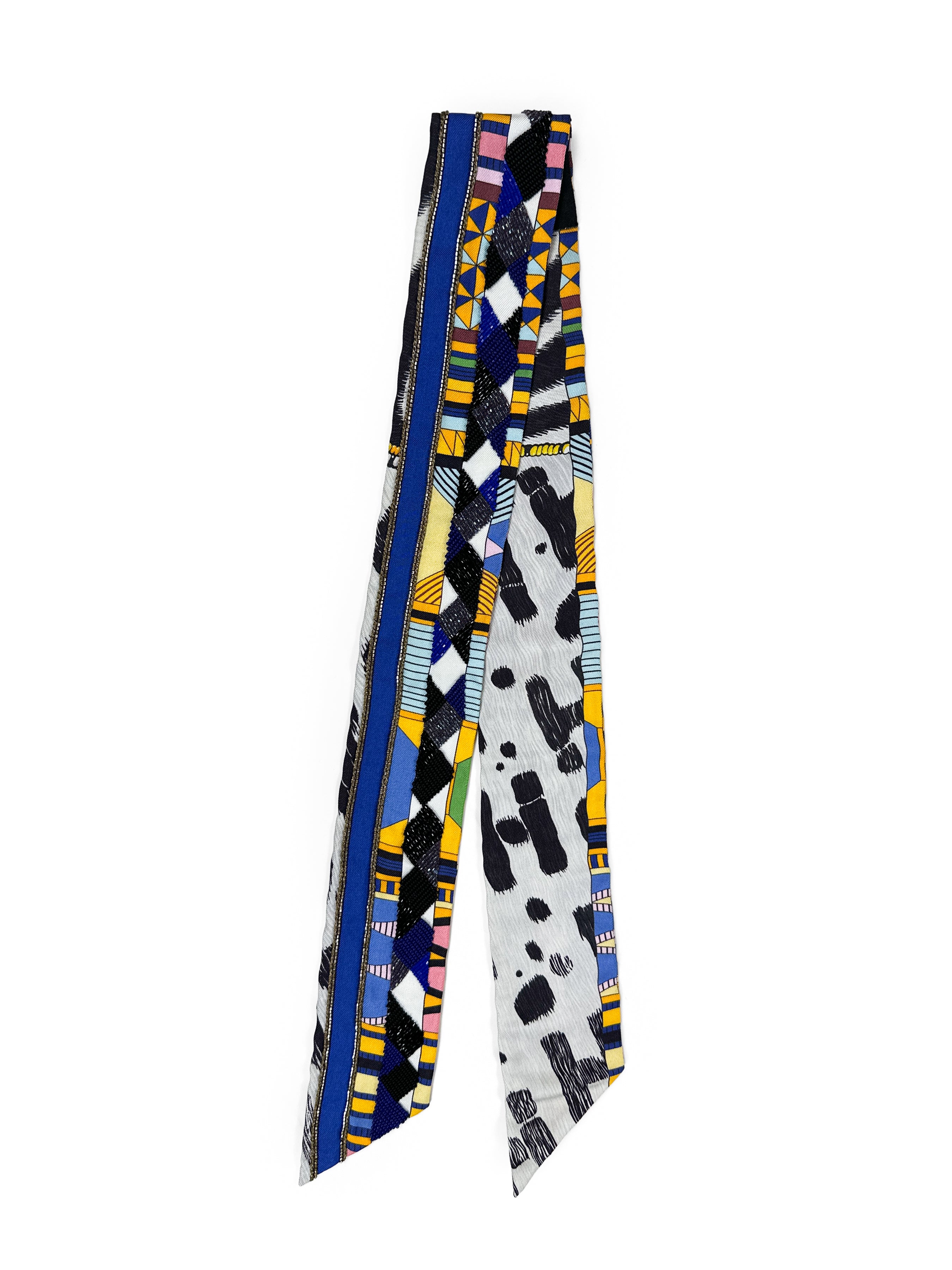 Hermès Pelages et Camouflage Exceptional Beaded Twilly
