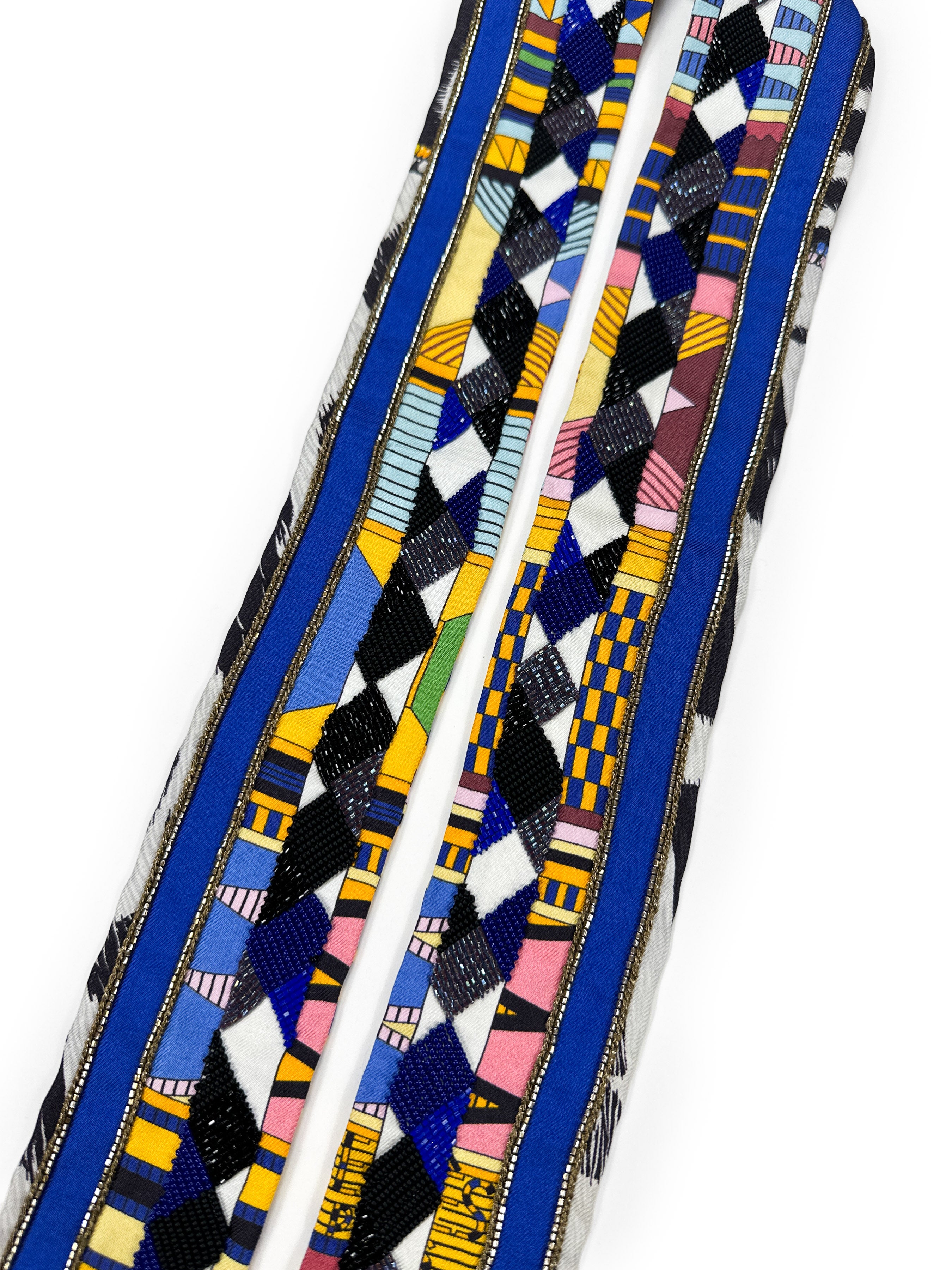 Hermès Pelages et Camouflage Exceptional Beaded Twilly