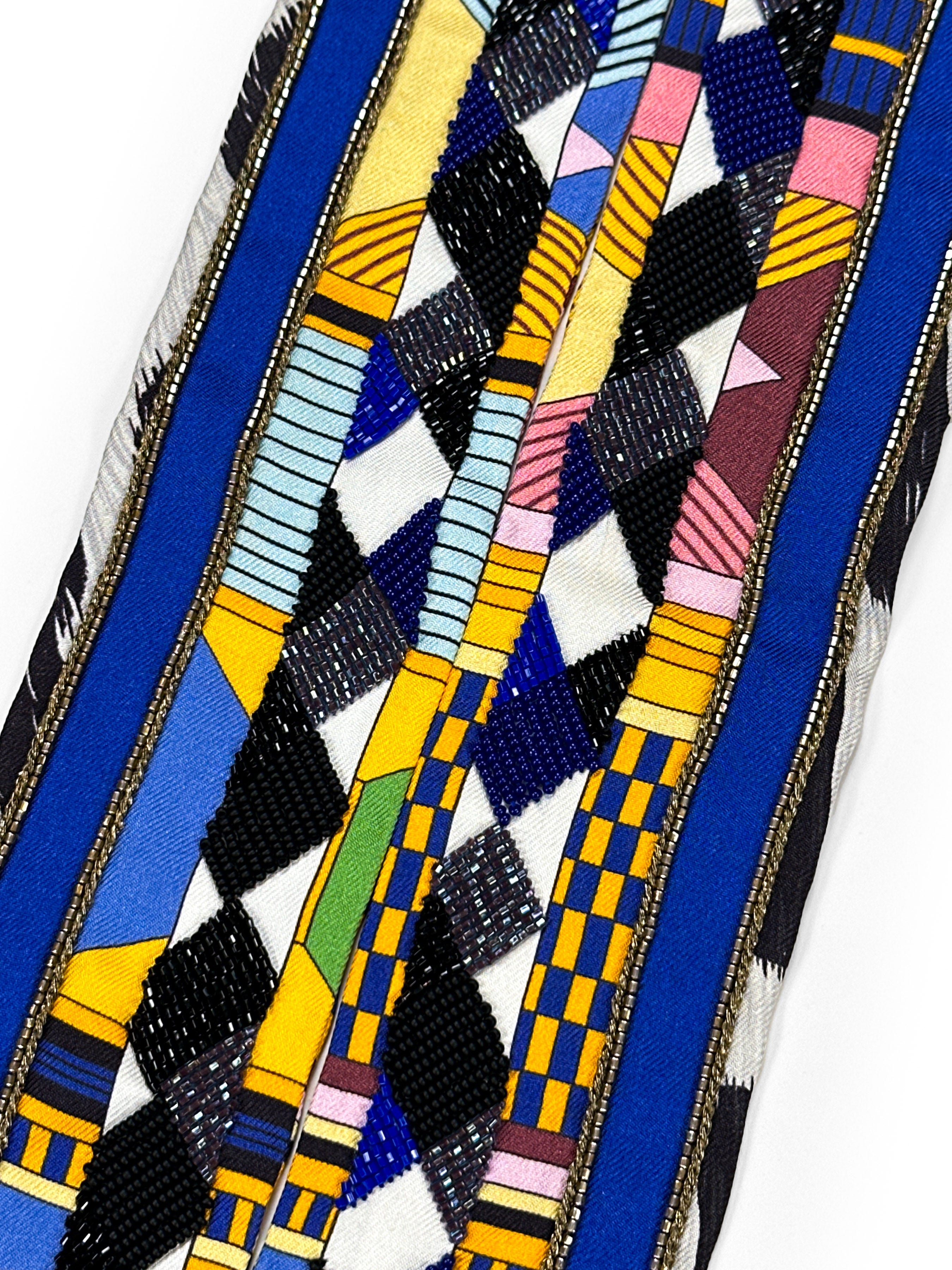 Hermès Pelages et Camouflage Exceptional Beaded Twilly