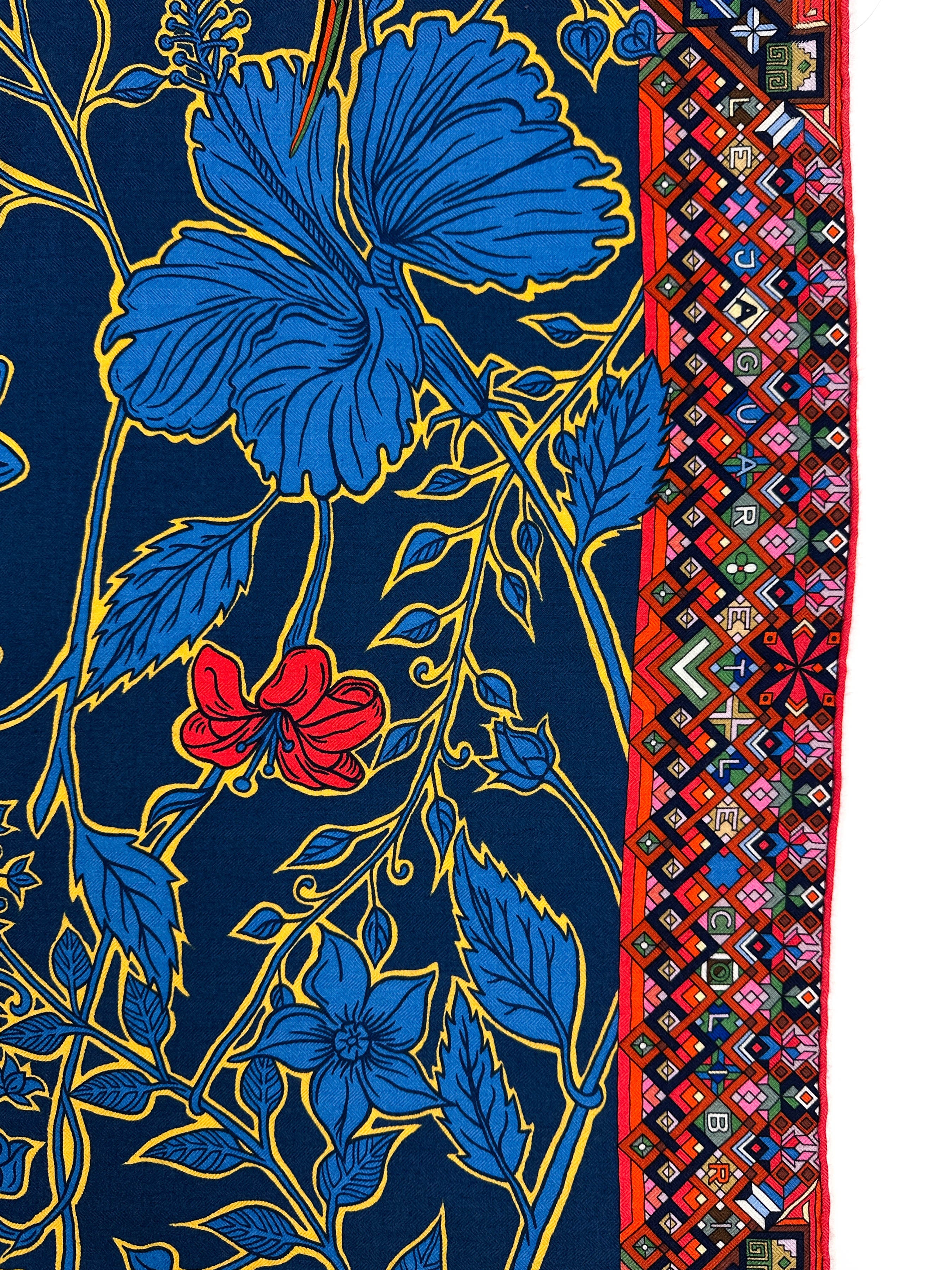 Hermès Le Jaguar et le Colibri Cashmere Silk 140