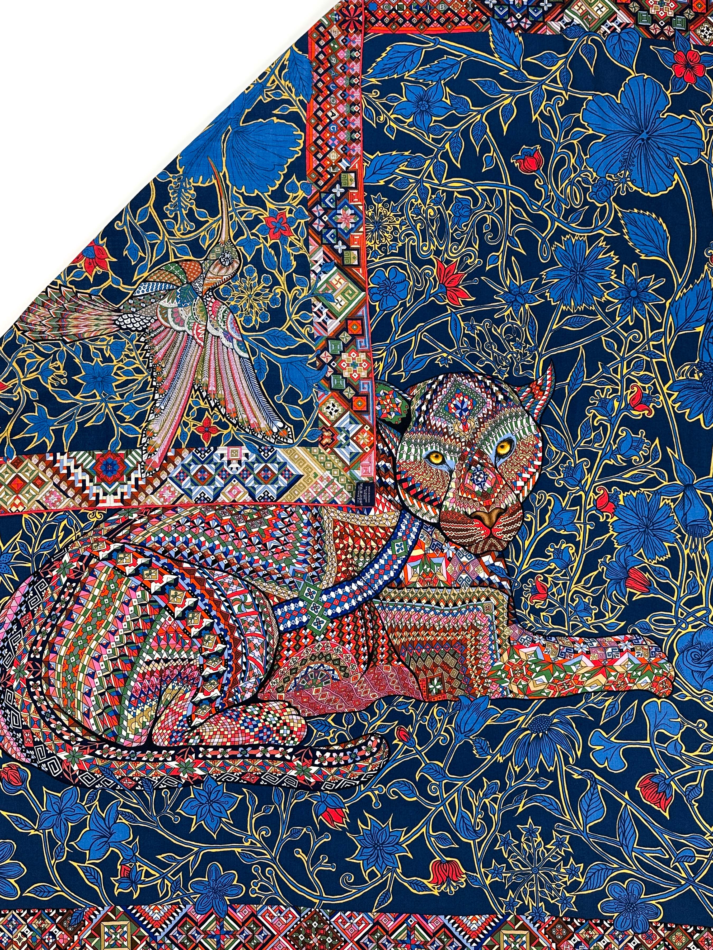 Hermès Le Jaguar et le Colibri Cashmere Silk 140