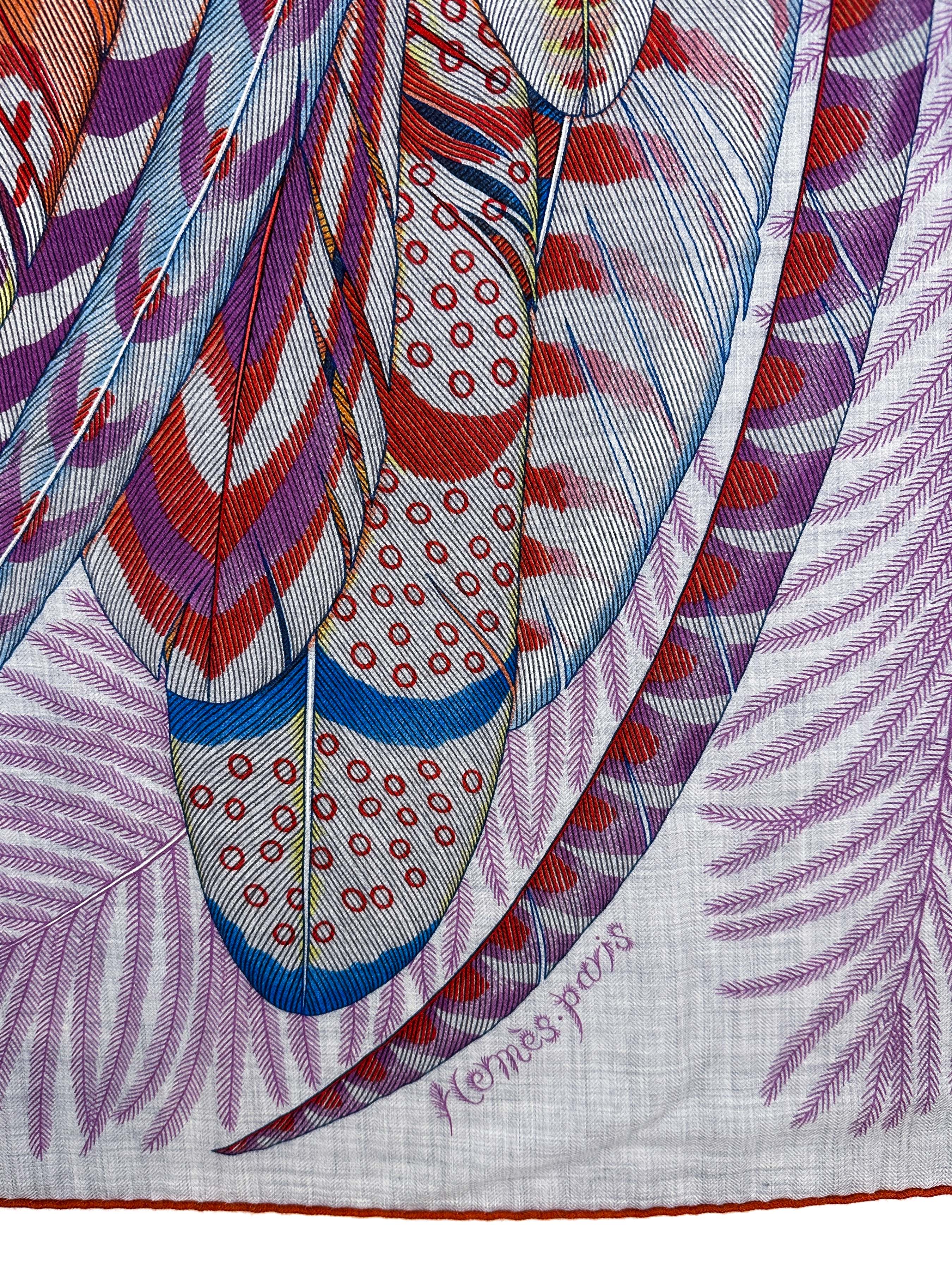 Hermès Plumes en Fete Cashmere Silk 140