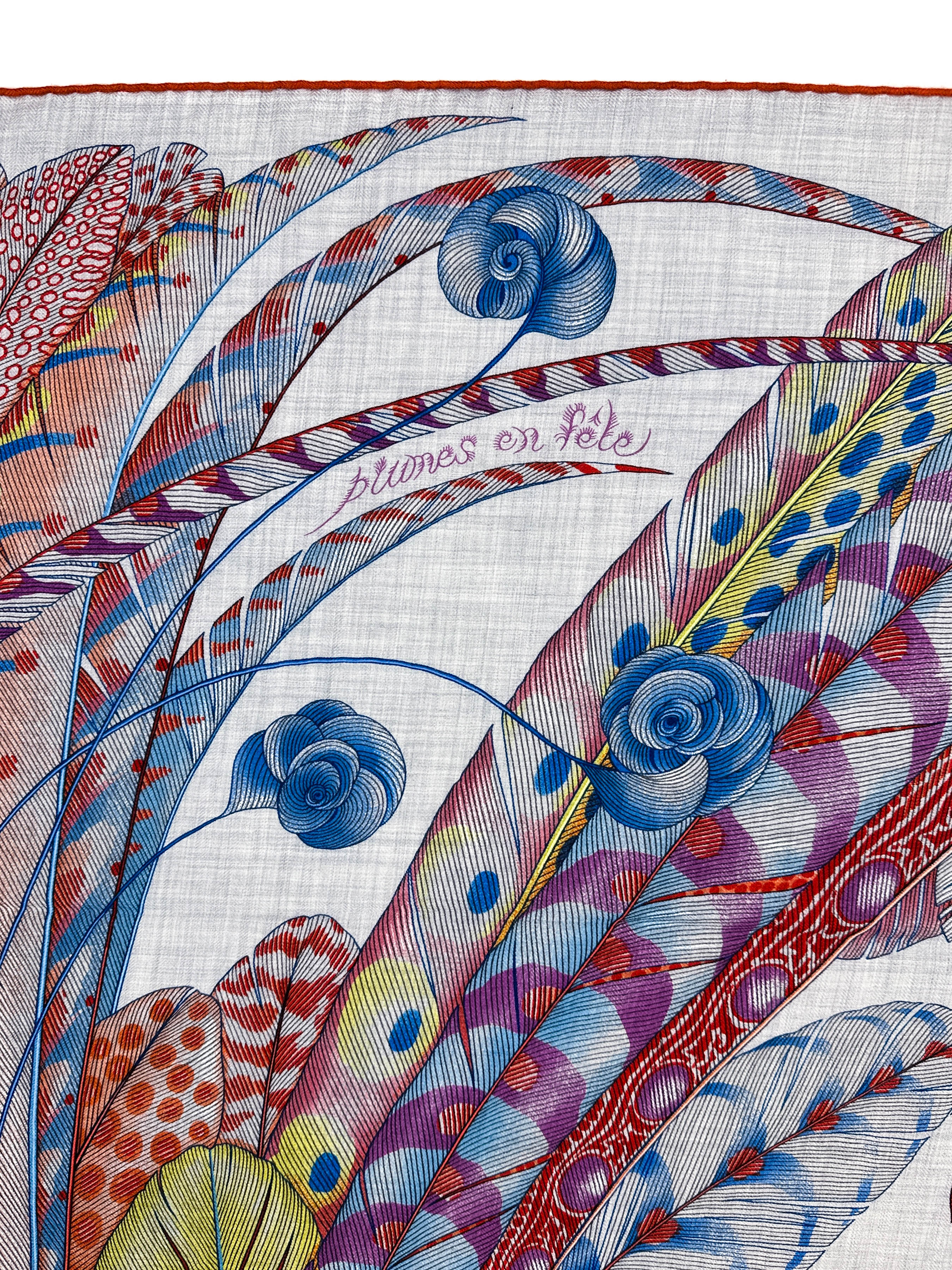 Hermès Plumes en Fete Cashmere Silk 140