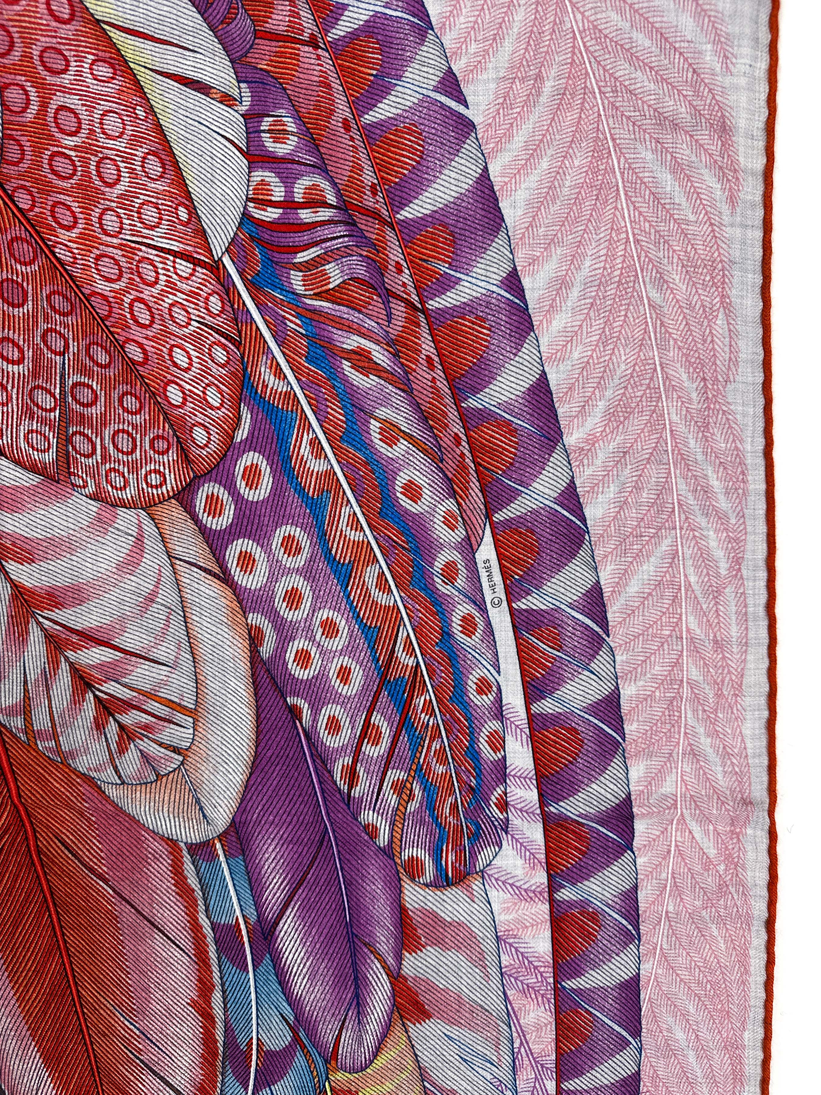 Hermès Plumes en Fete Cashmere Silk 140