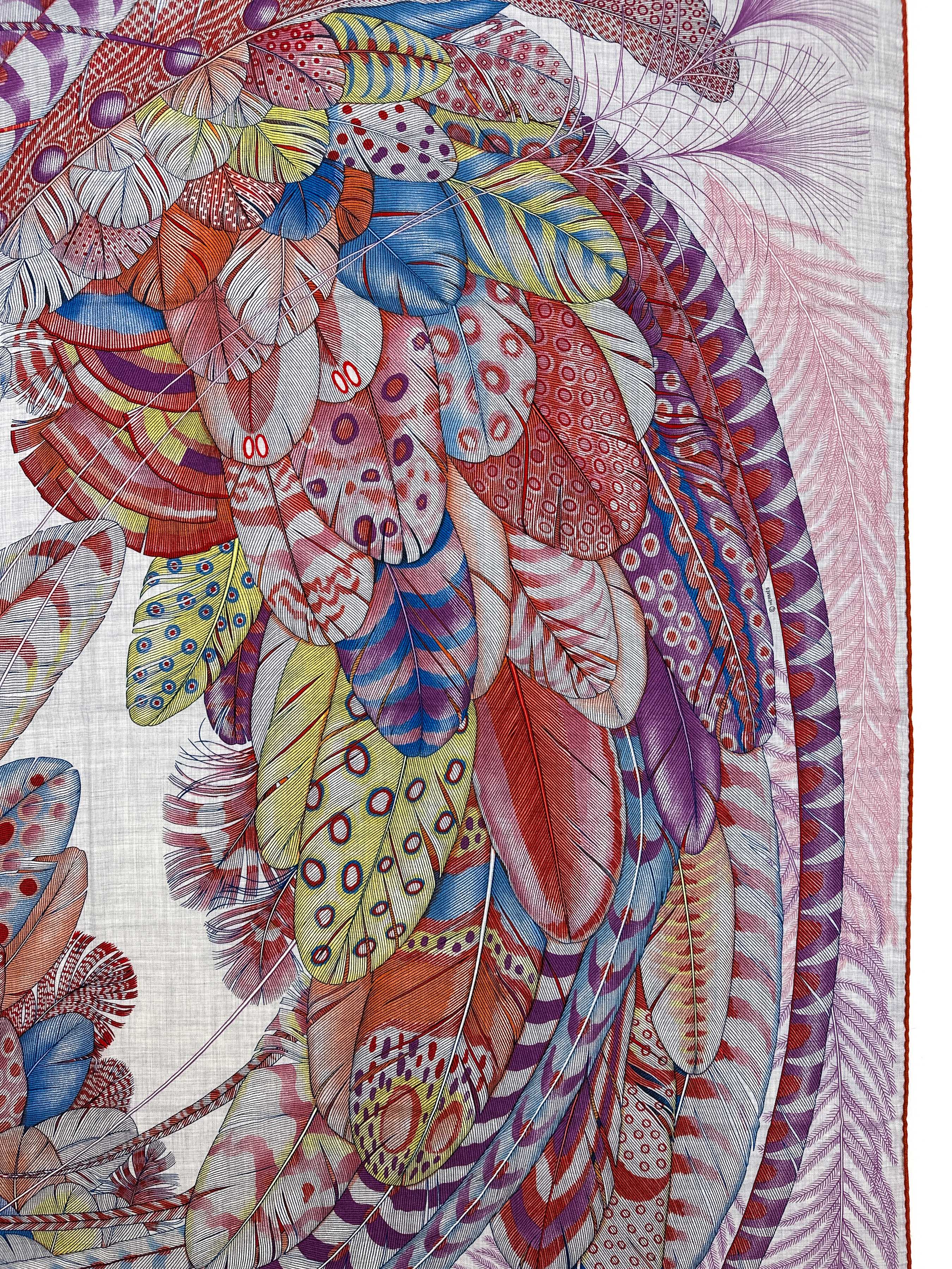 Hermès Plumes en Fete Cashmere Silk 140