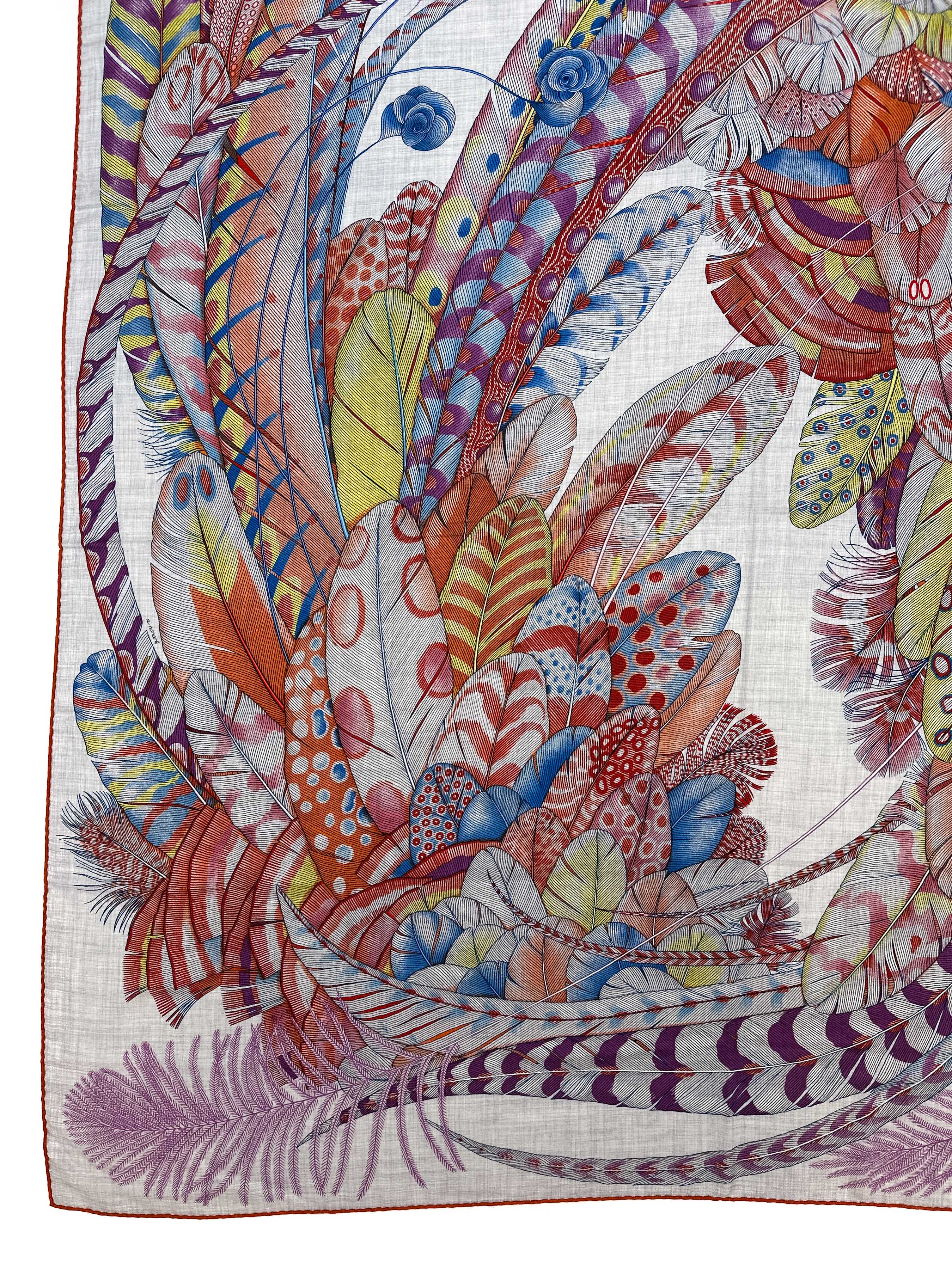 Hermès Plumes en Fete Cashmere Silk 140
