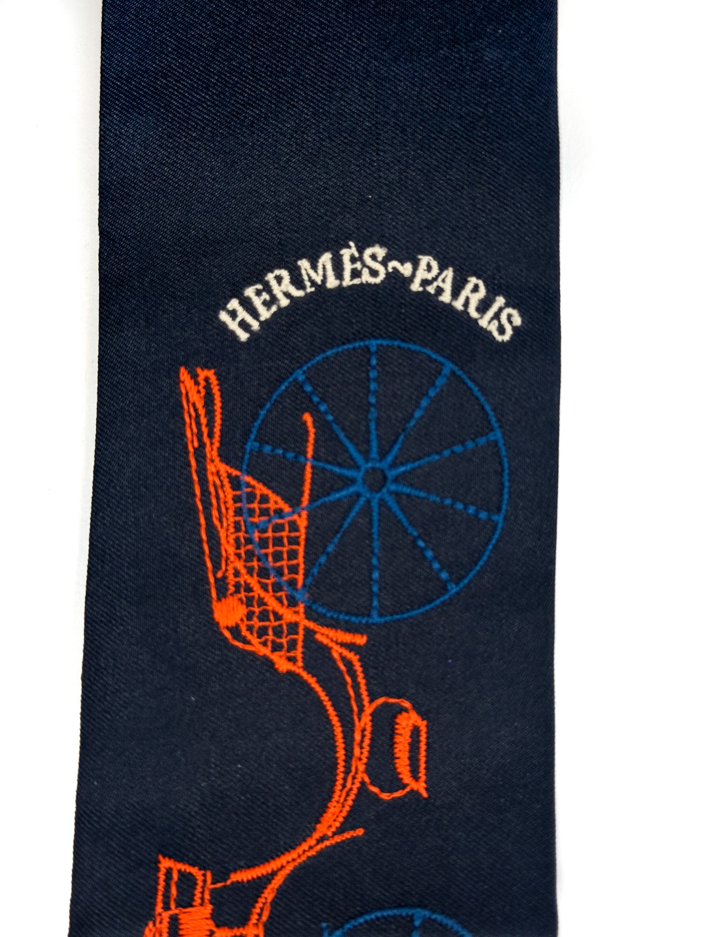 Hermès A Toute Berline ! Embroidered Long Twilly
