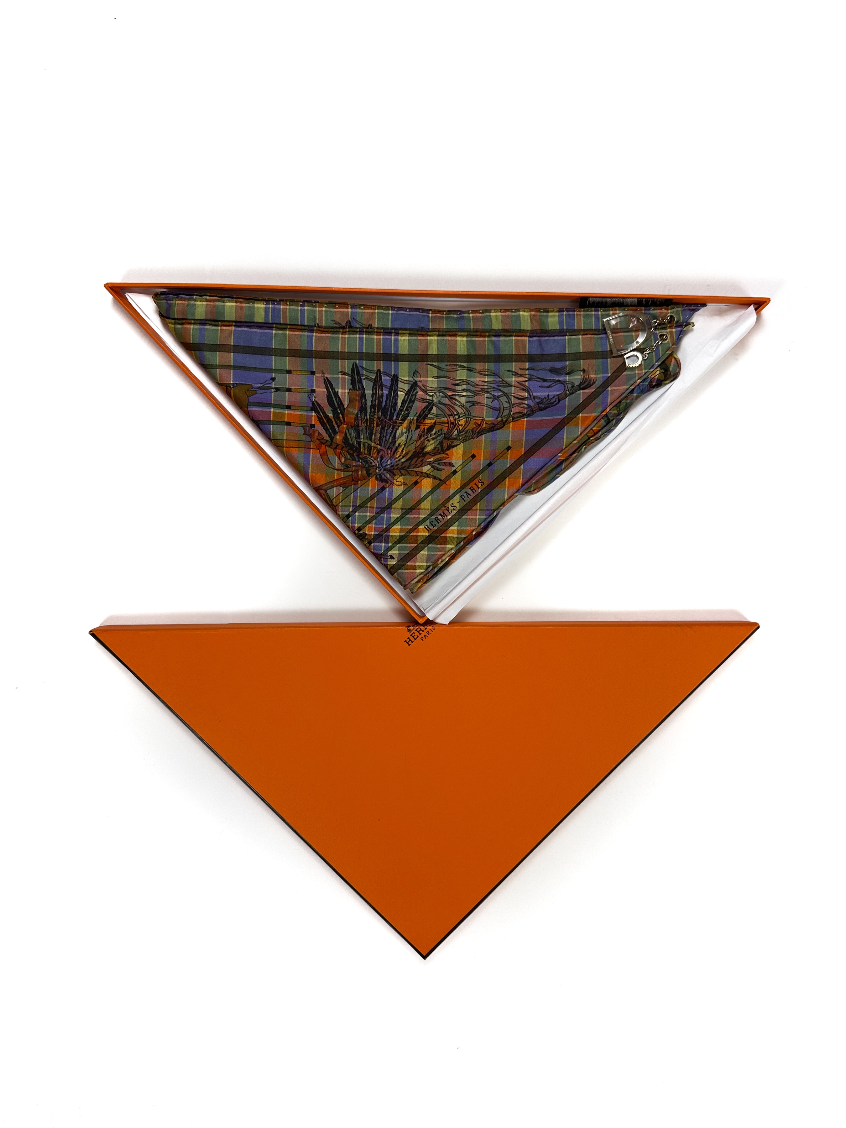 Hermès Pani La Shar Pawnee Pointe Madras Silk Taffeta Charm Triangle