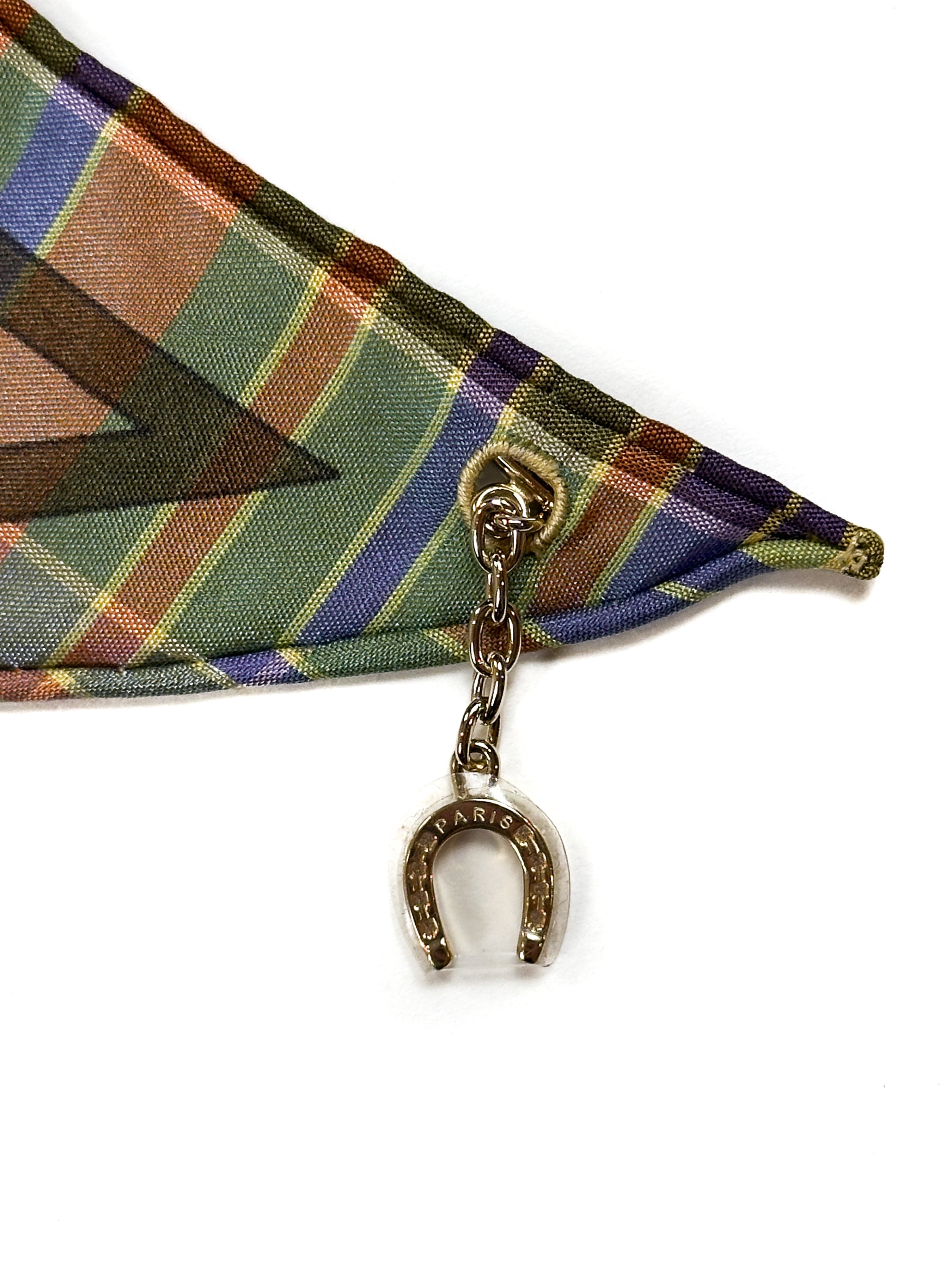 Hermès Pani La Shar Pawnee Pointe Madras Silk Taffeta Charm Triangle