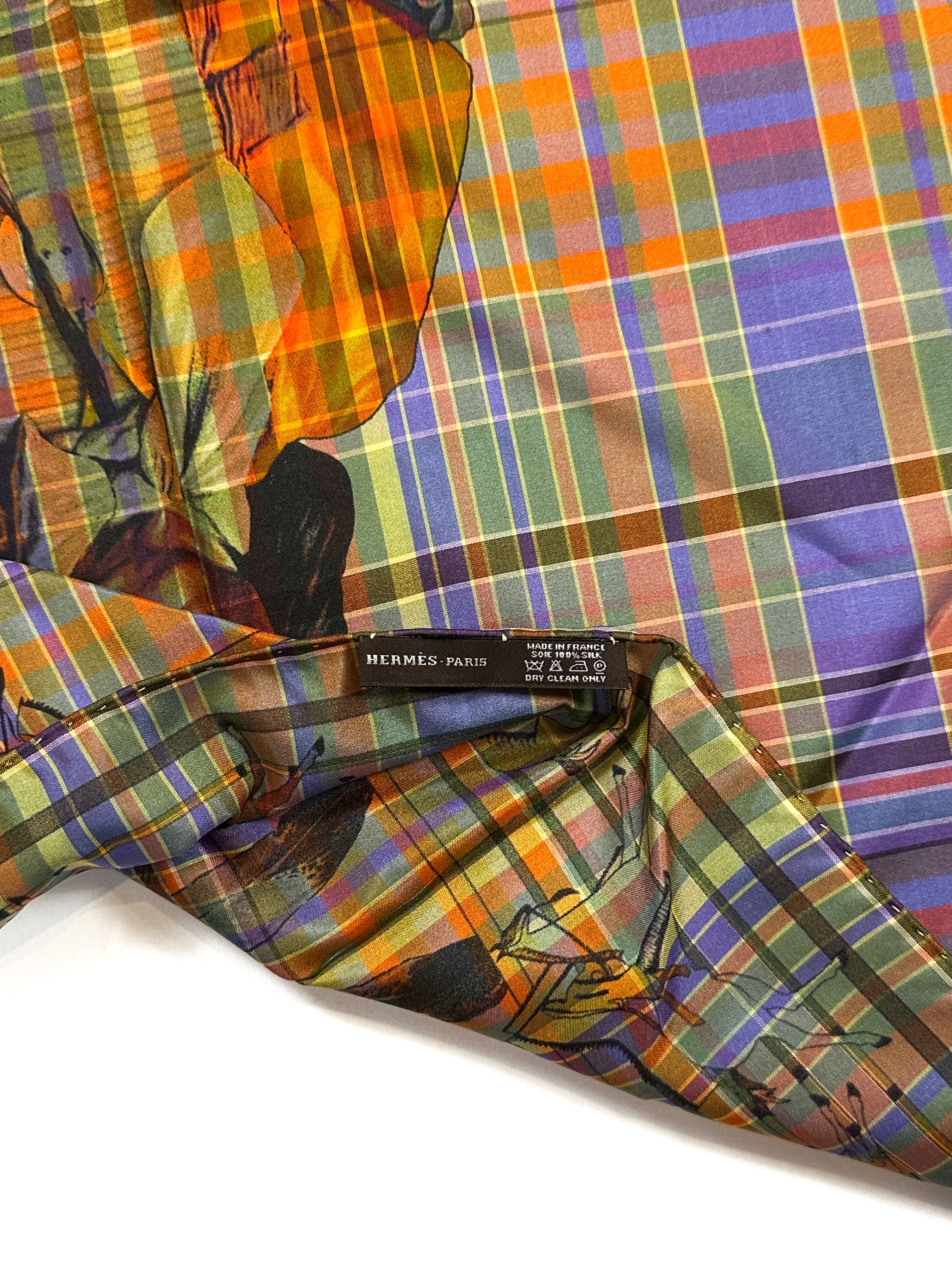 Hermès Pani La Shar Pawnee Pointe Madras Silk Taffeta Charm Triangle