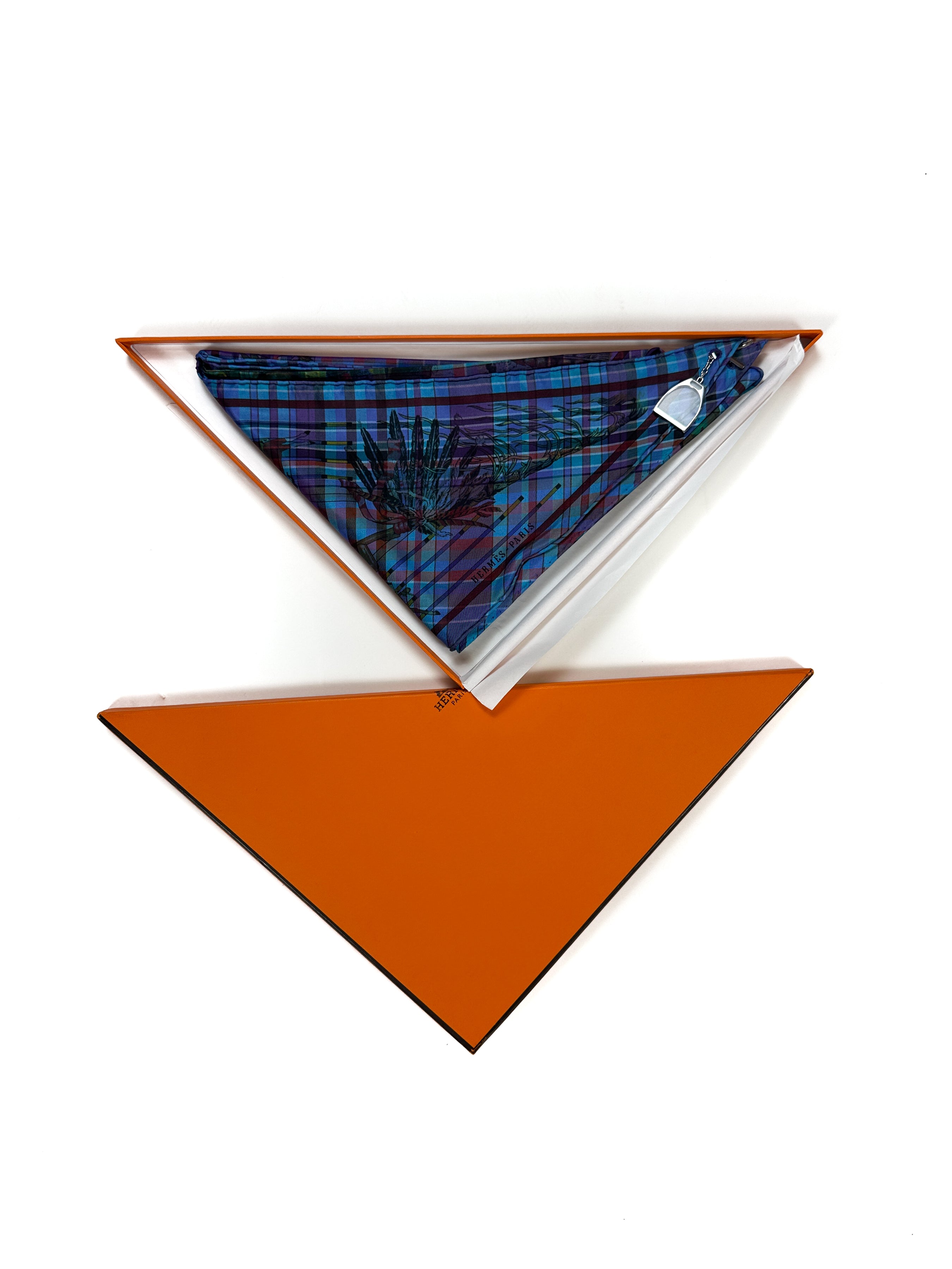 Hermès Pani La Shar Pawnee Pointe Madras Silk Taffeta Charm Triangle