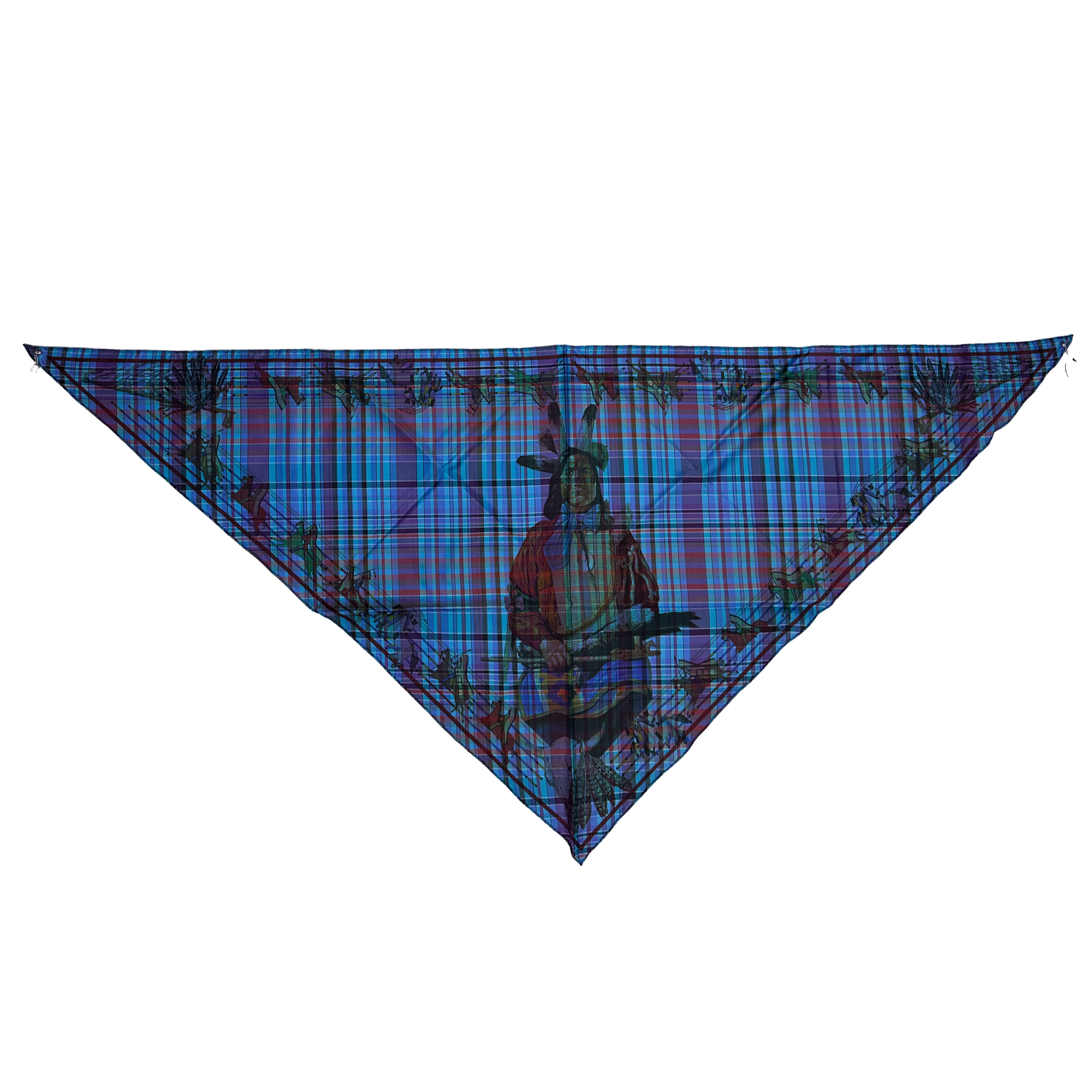 Hermès Pani La Shar Pawnee Pointe Madras Silk Taffeta Charm Triangle