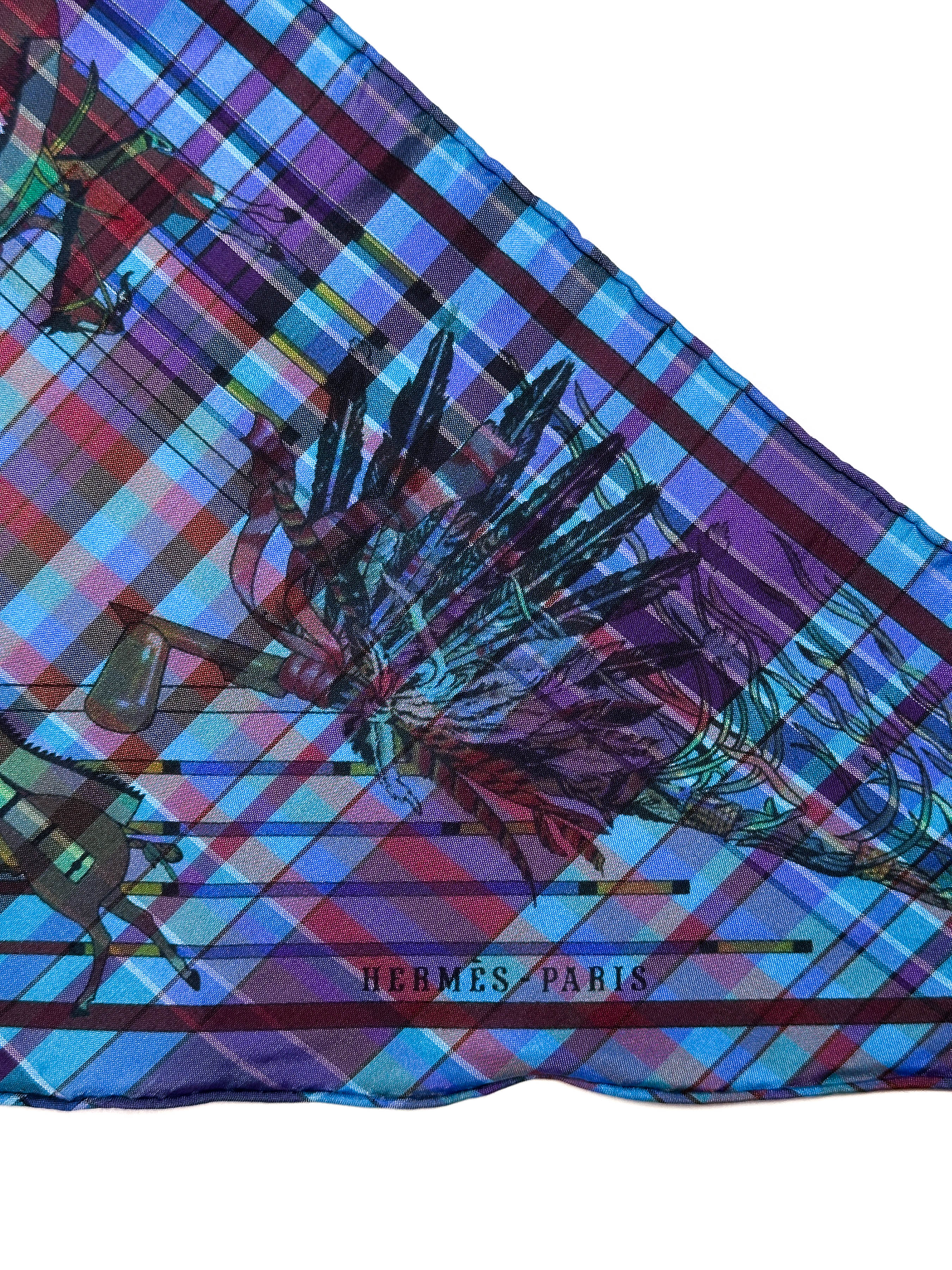 Hermès Pani La Shar Pawnee Pointe Madras Silk Taffeta Charm Triangle