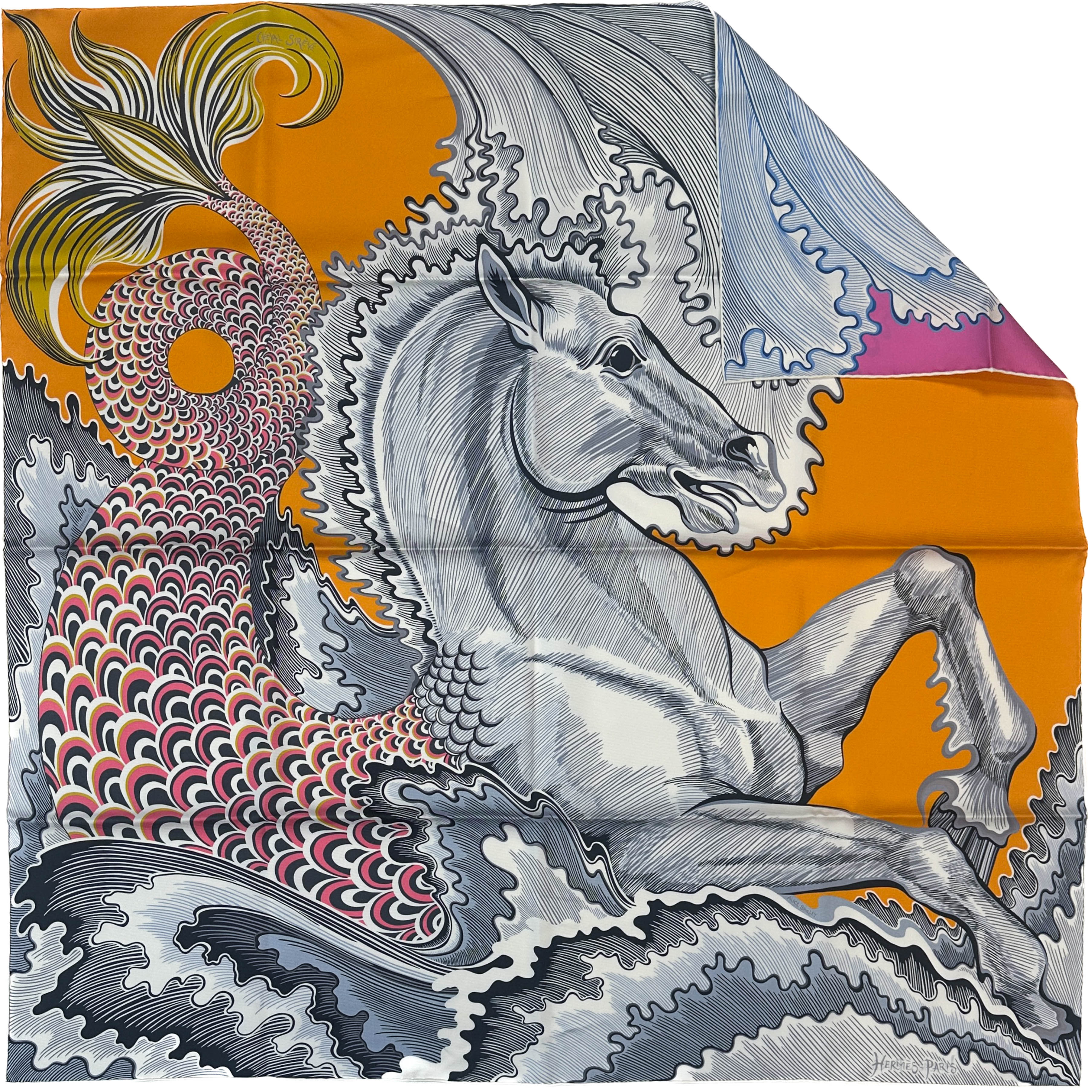 Hermès Cheval Sirene Double Face 90