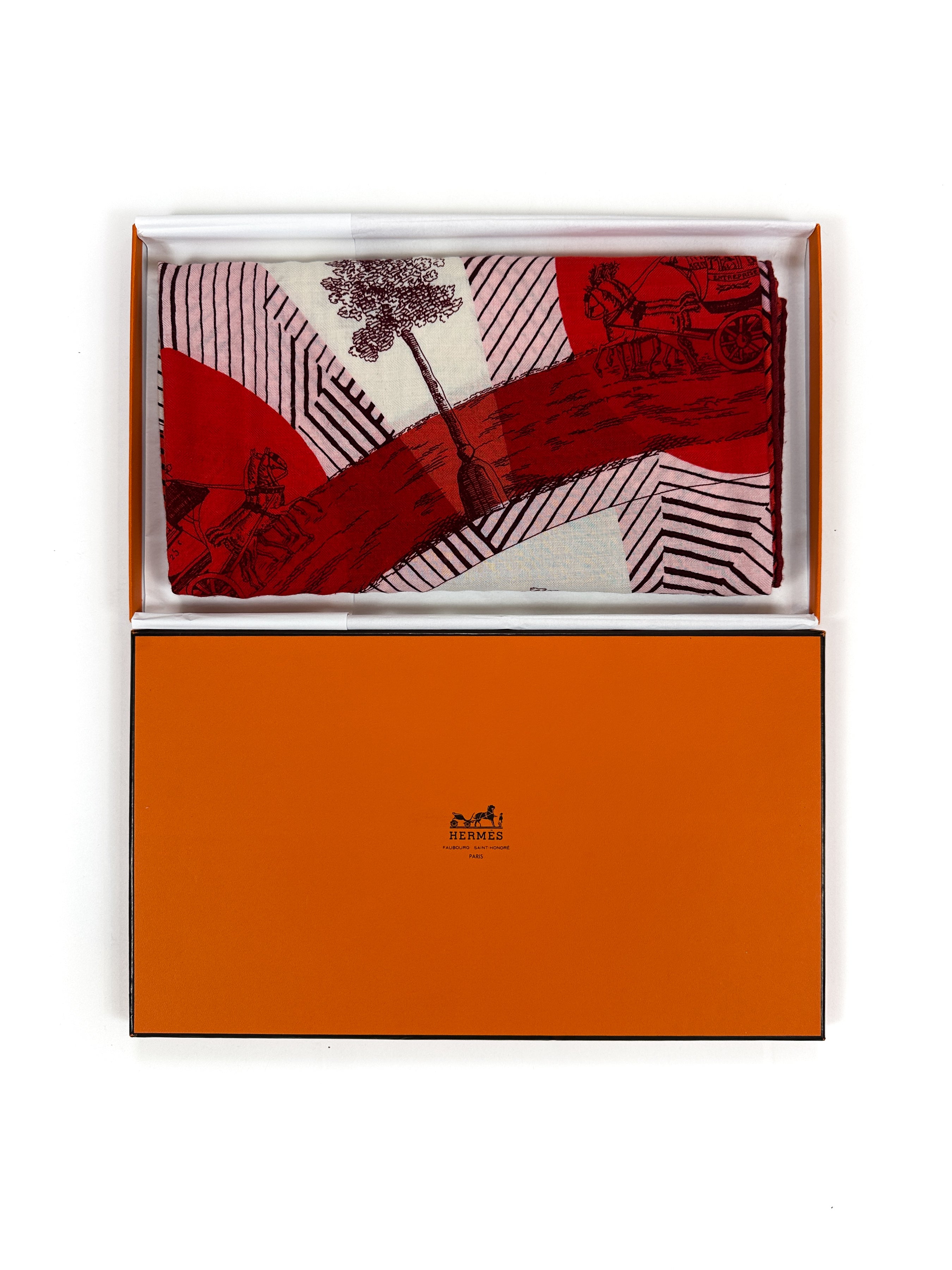 Hermès Jeu des Omnibus et Dames Blanches Cashmere Silk 140