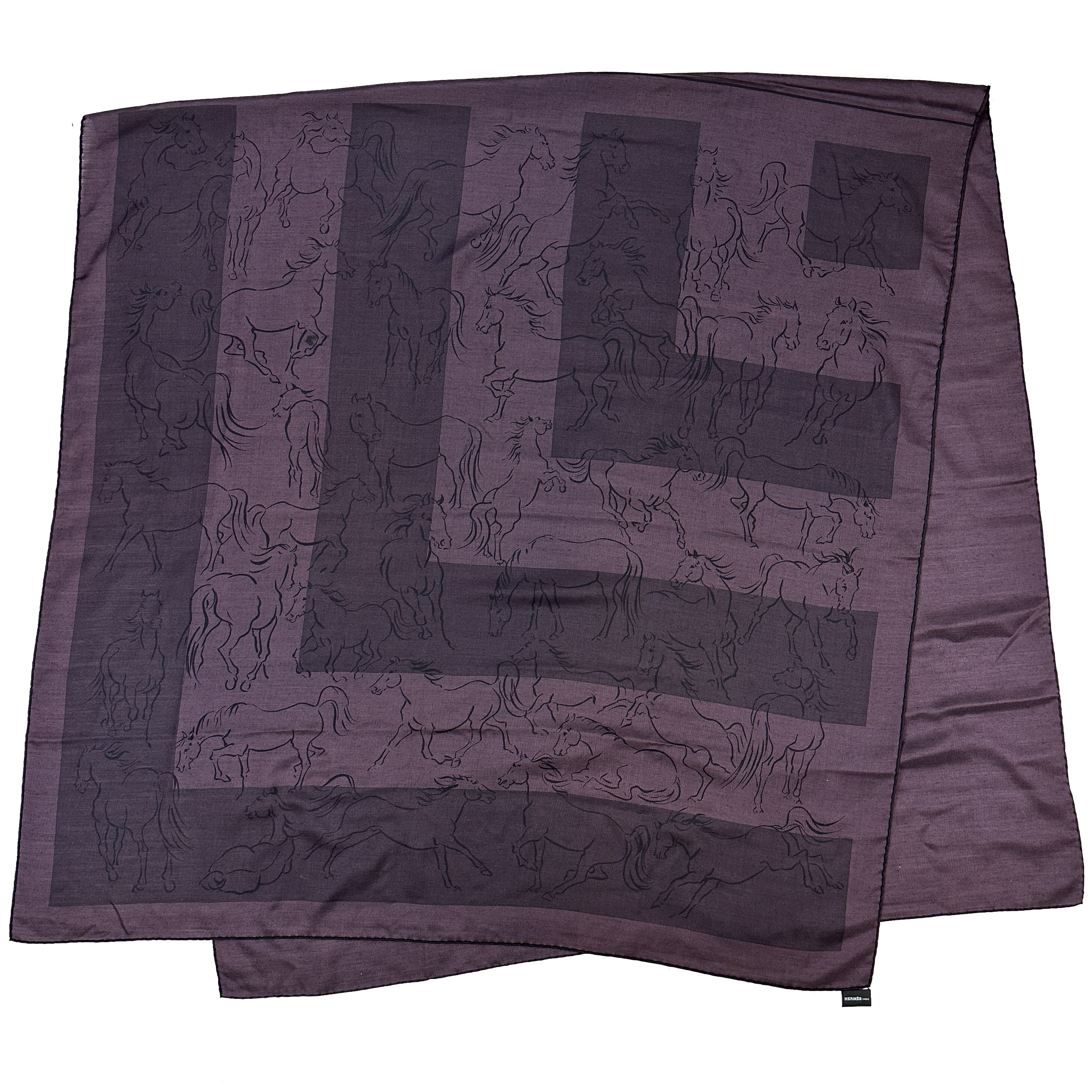 Hermès Les Etalons Horses Echarpe au Carre Rectangle