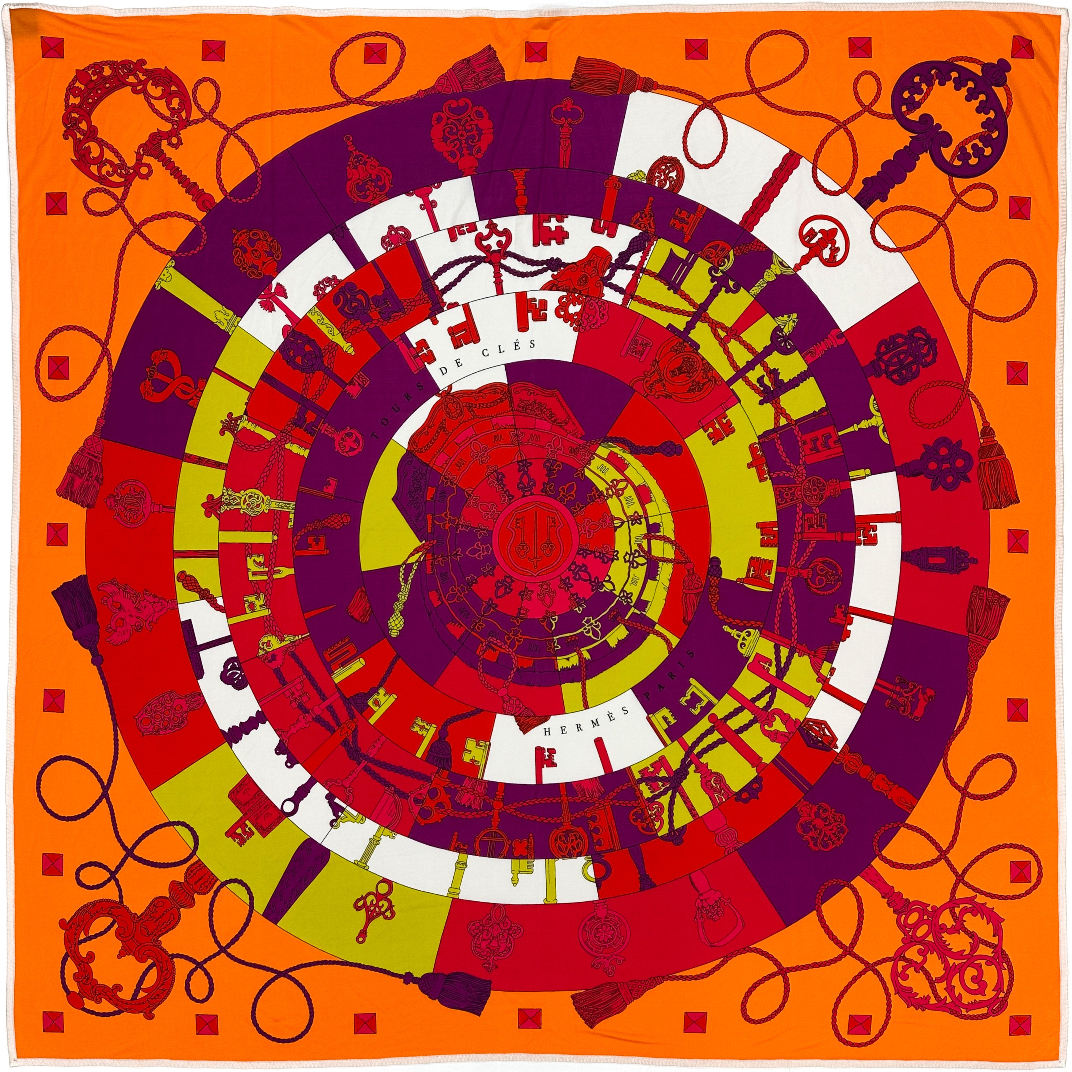 Hermès Tours de Clés Silk Jersey 90