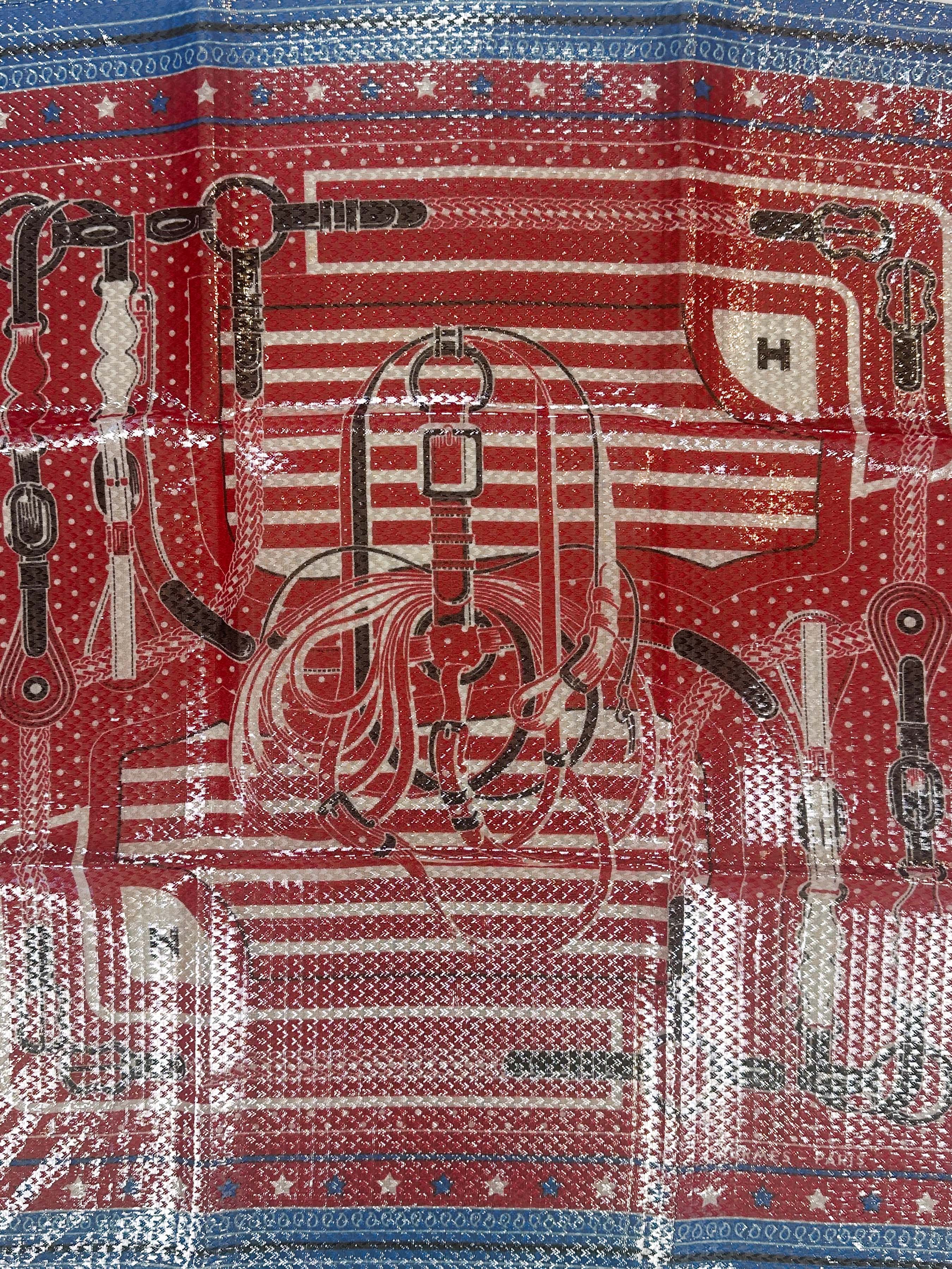 Hermès Coaching Disco Metallic Bandana 55