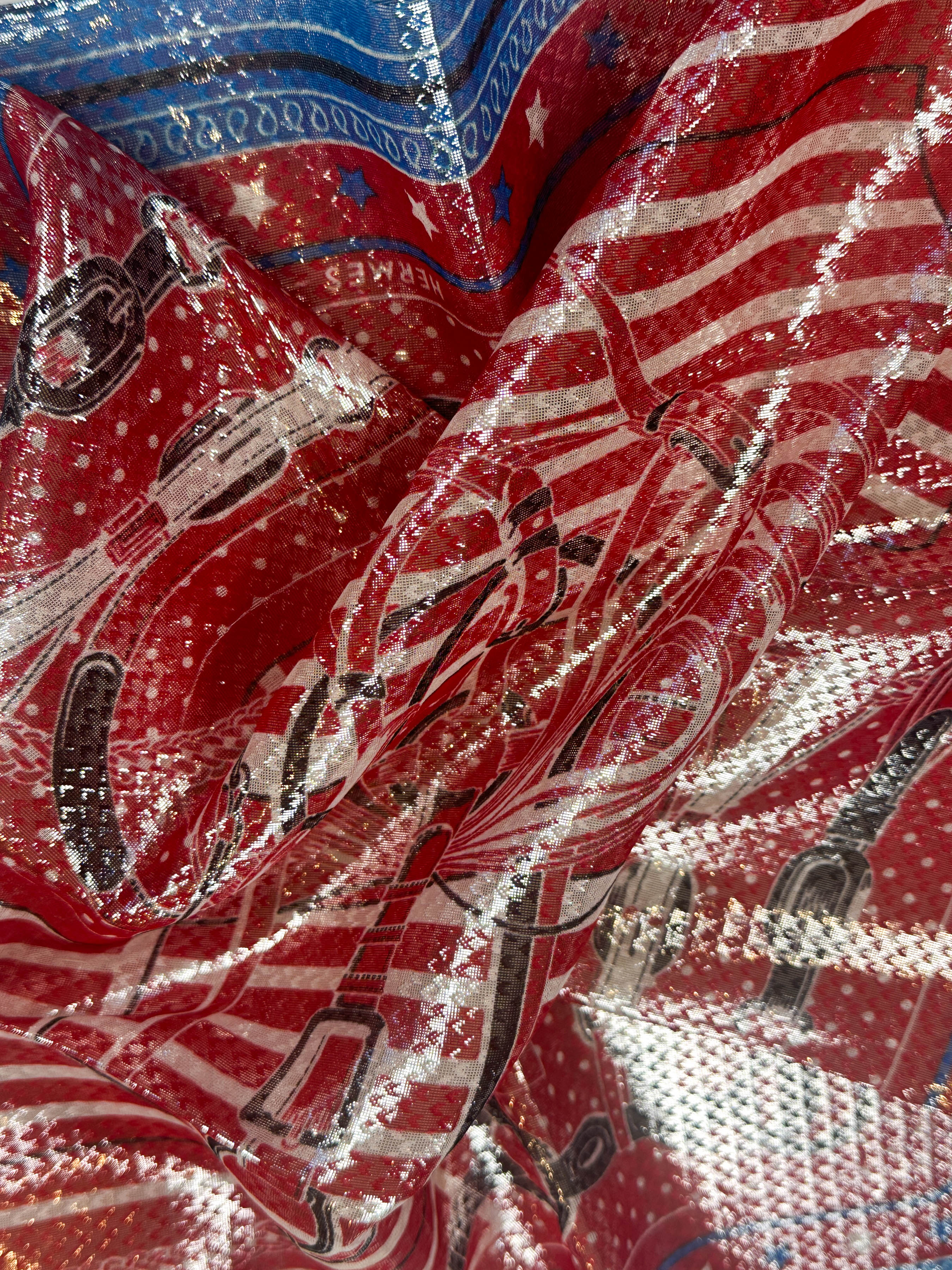 Hermès Coaching Disco Metallic Bandana 55