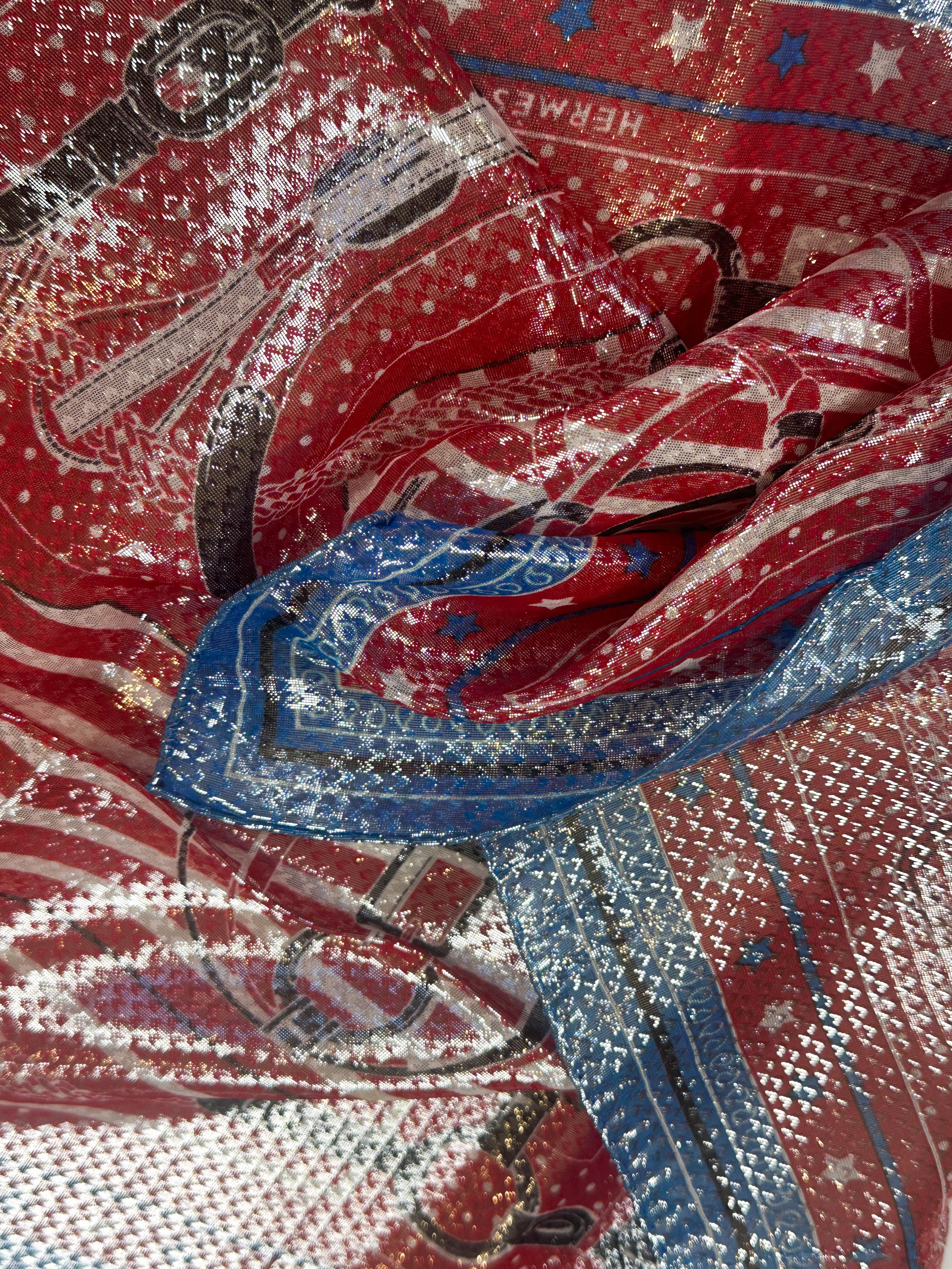 Hermès Coaching Disco Metallic Bandana 55