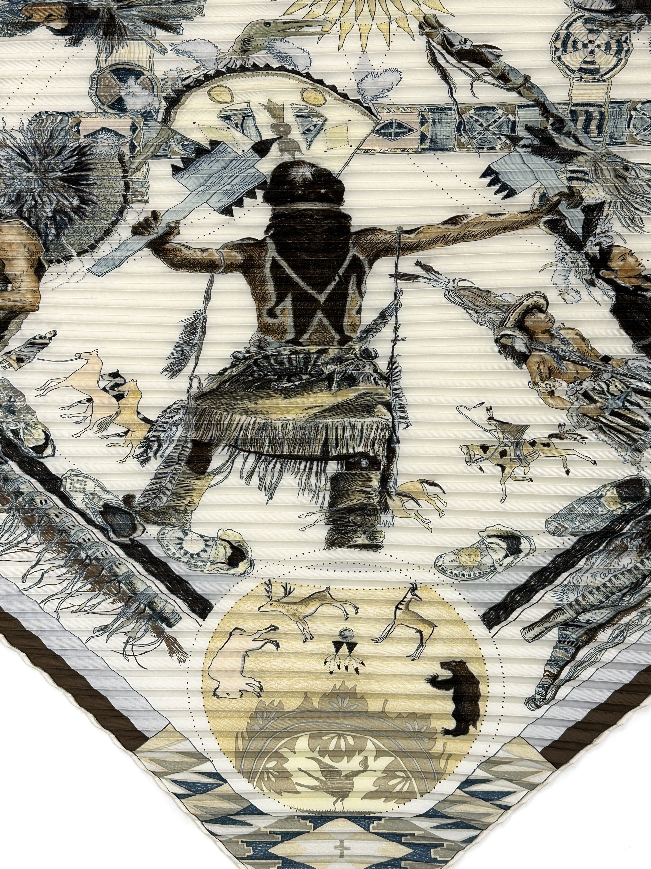 Hermès Les Danses des Indiens Plissé 90