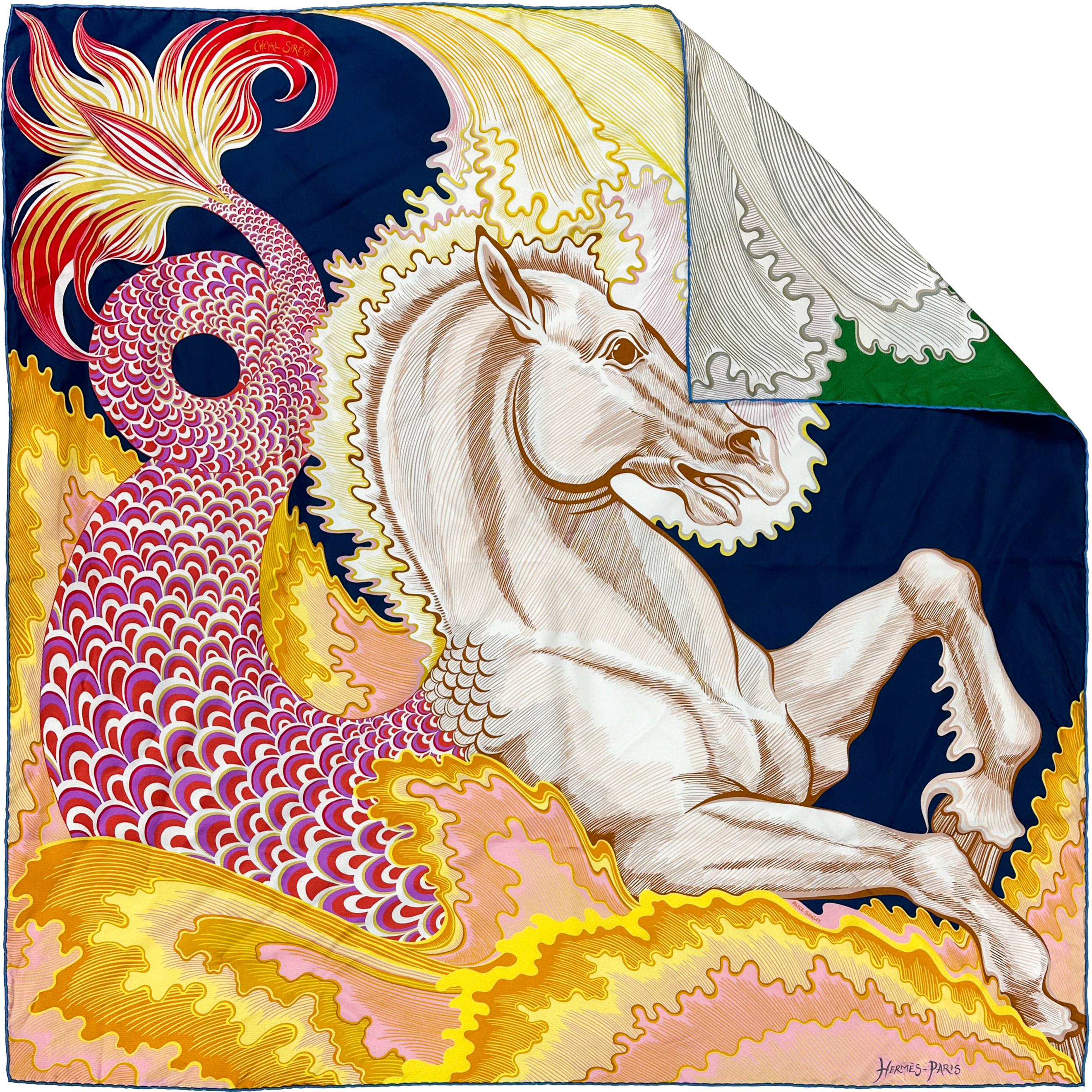 Hermès Cheval Sirene Double Face 90