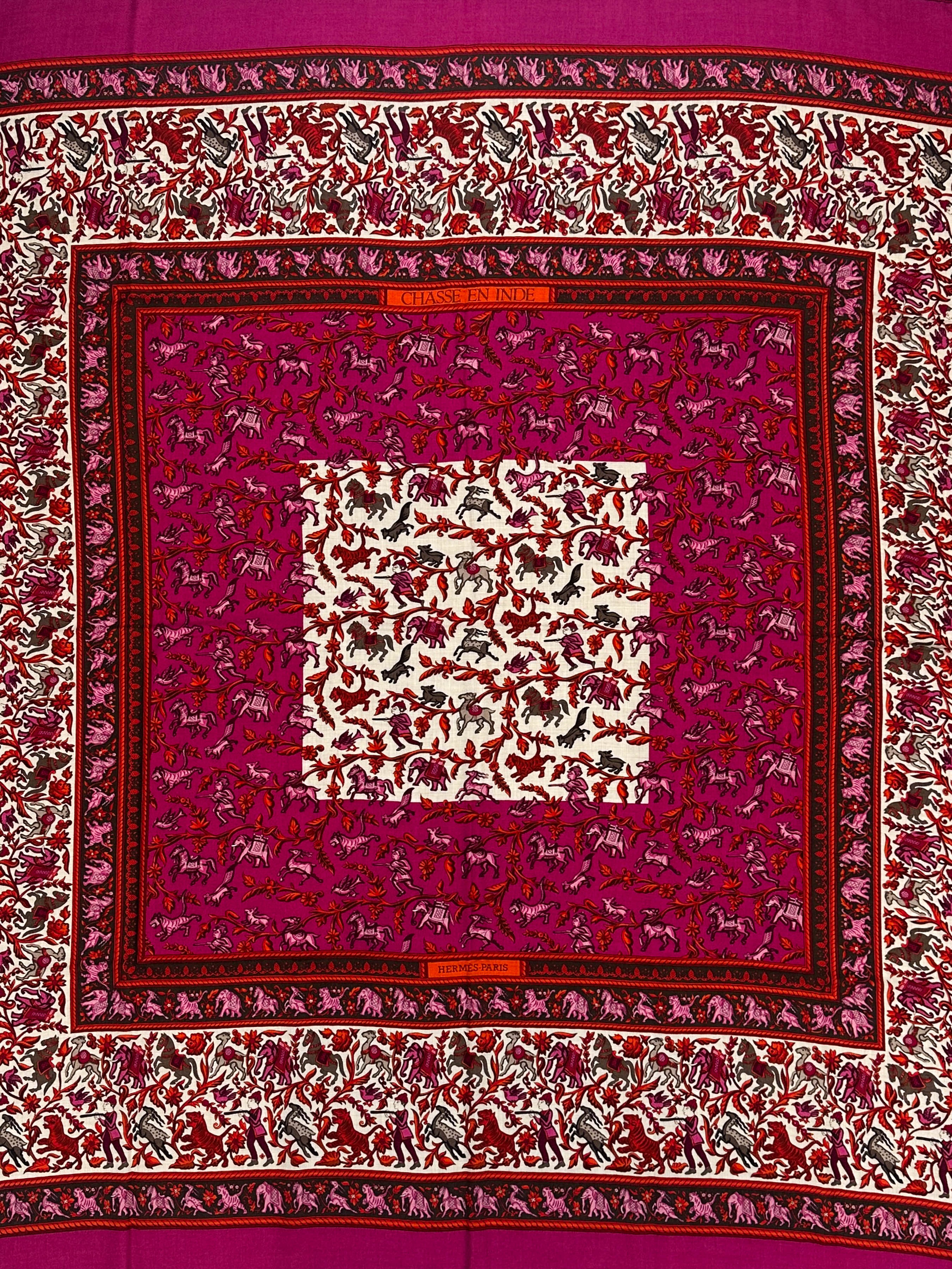 Hermès Chasse en Inde Cashmere Silk 140