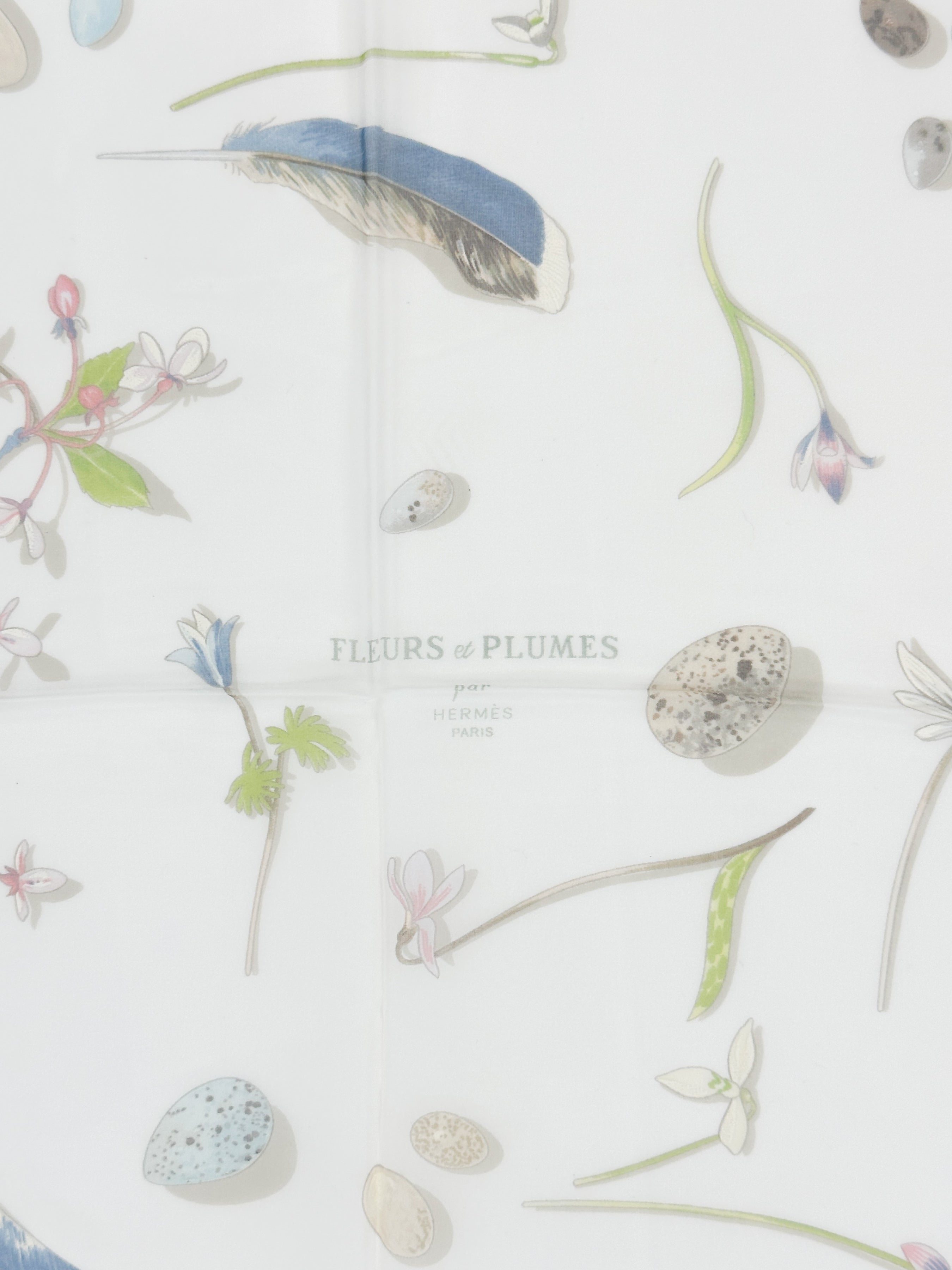 Hermès Fleurs et Plumes Mousseline 90