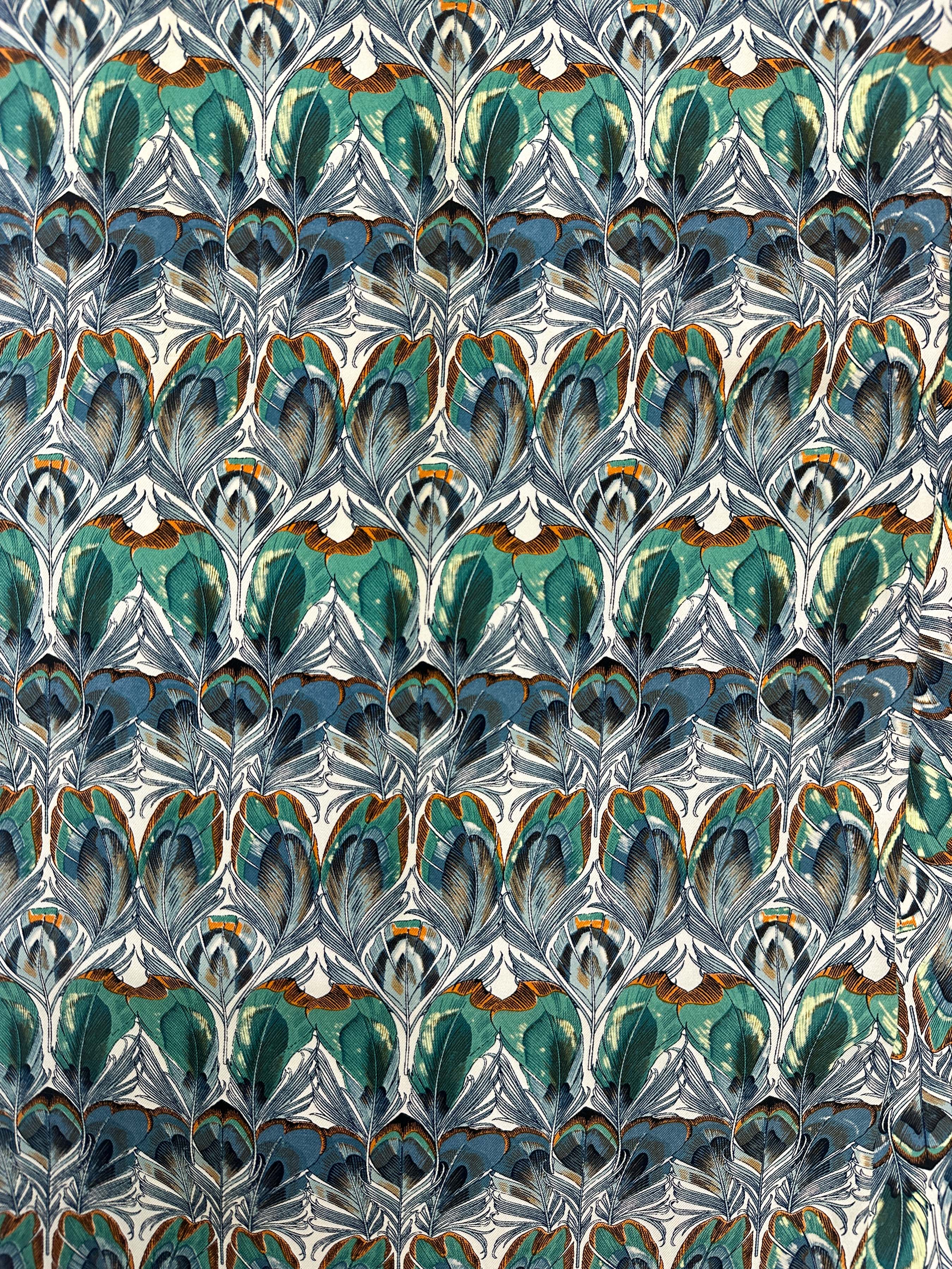 Hermès Art Nouveau Peacock Feather Shawl