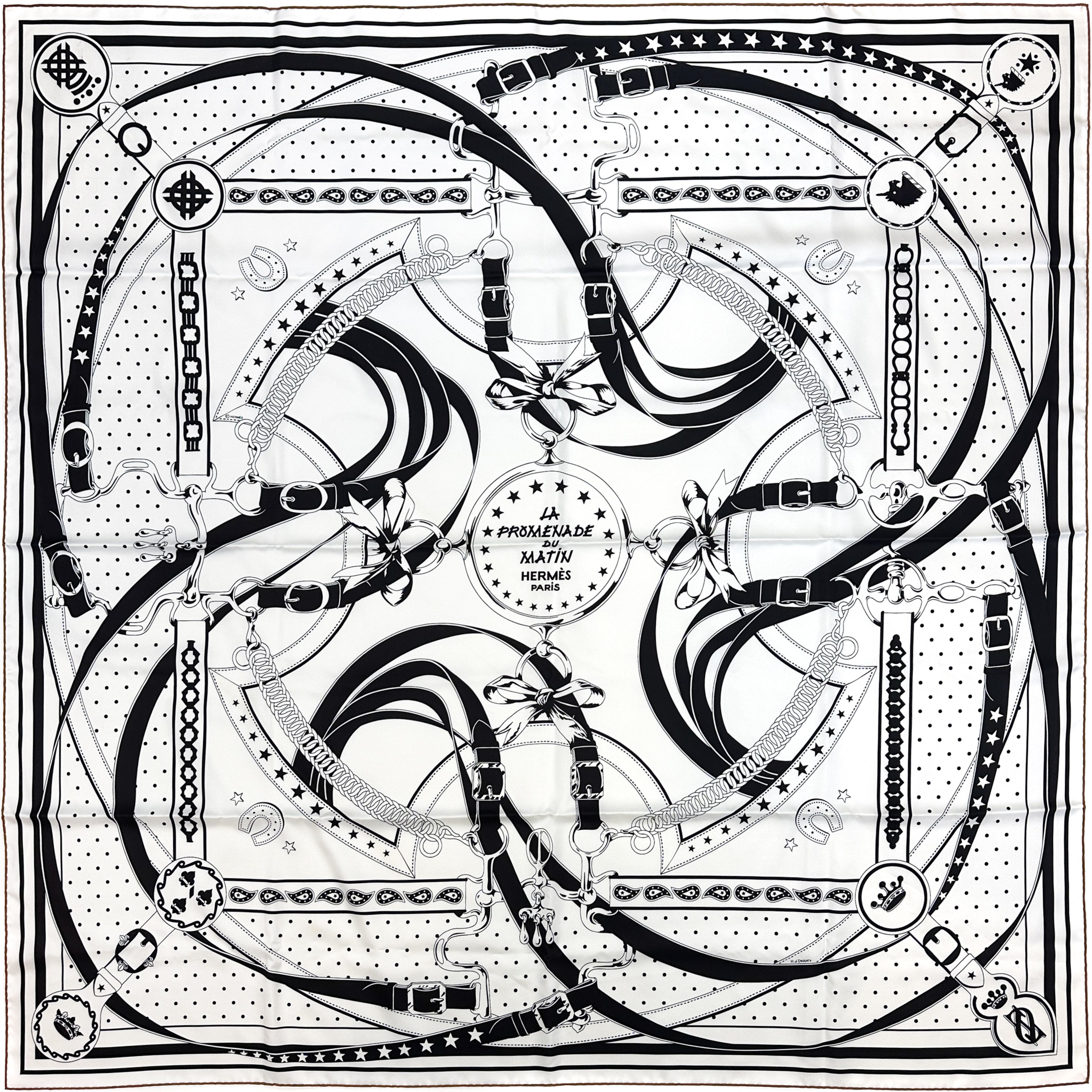 Hermès La Promenade du Matin Bandana Double Face Silk 140