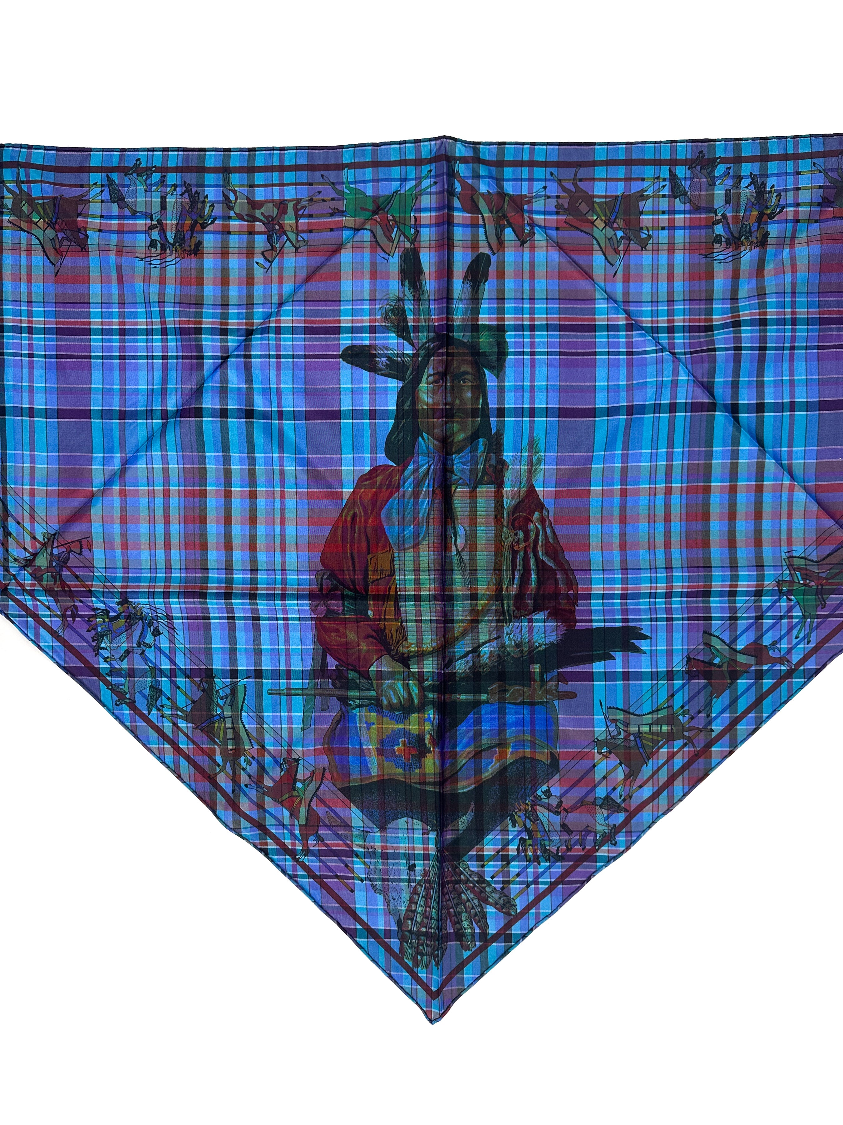 Hermès Pani La Shar Pawnee Pointe Madras Silk Taffeta Charm Triangle